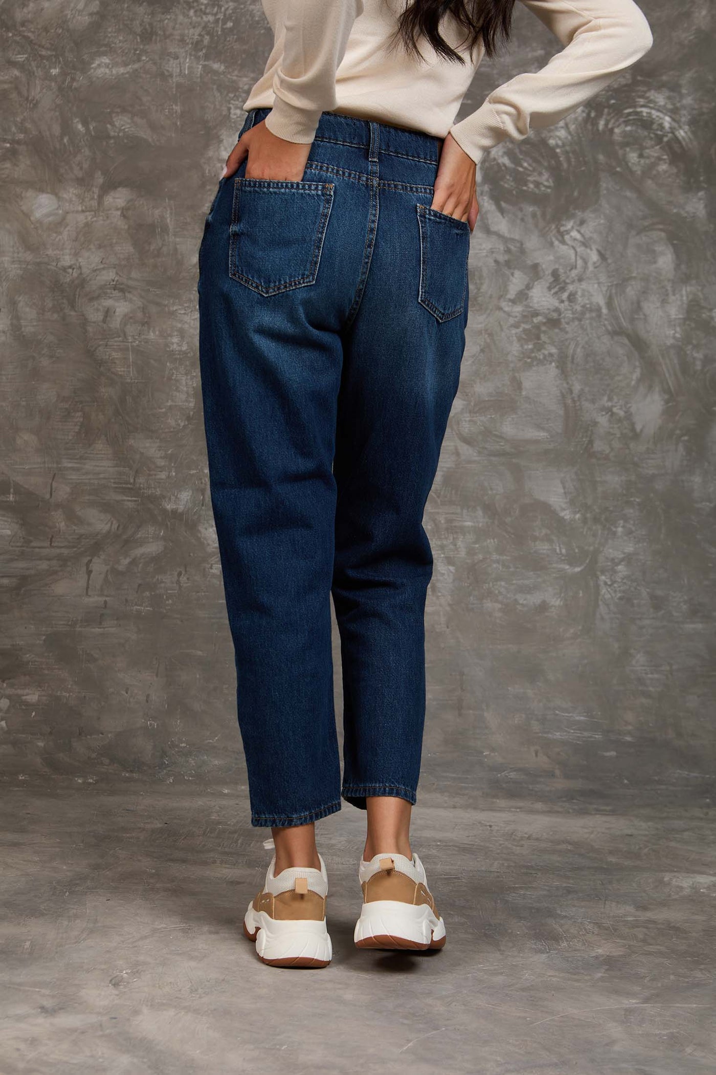 Women Mom Fit Denim - Indigo Wash