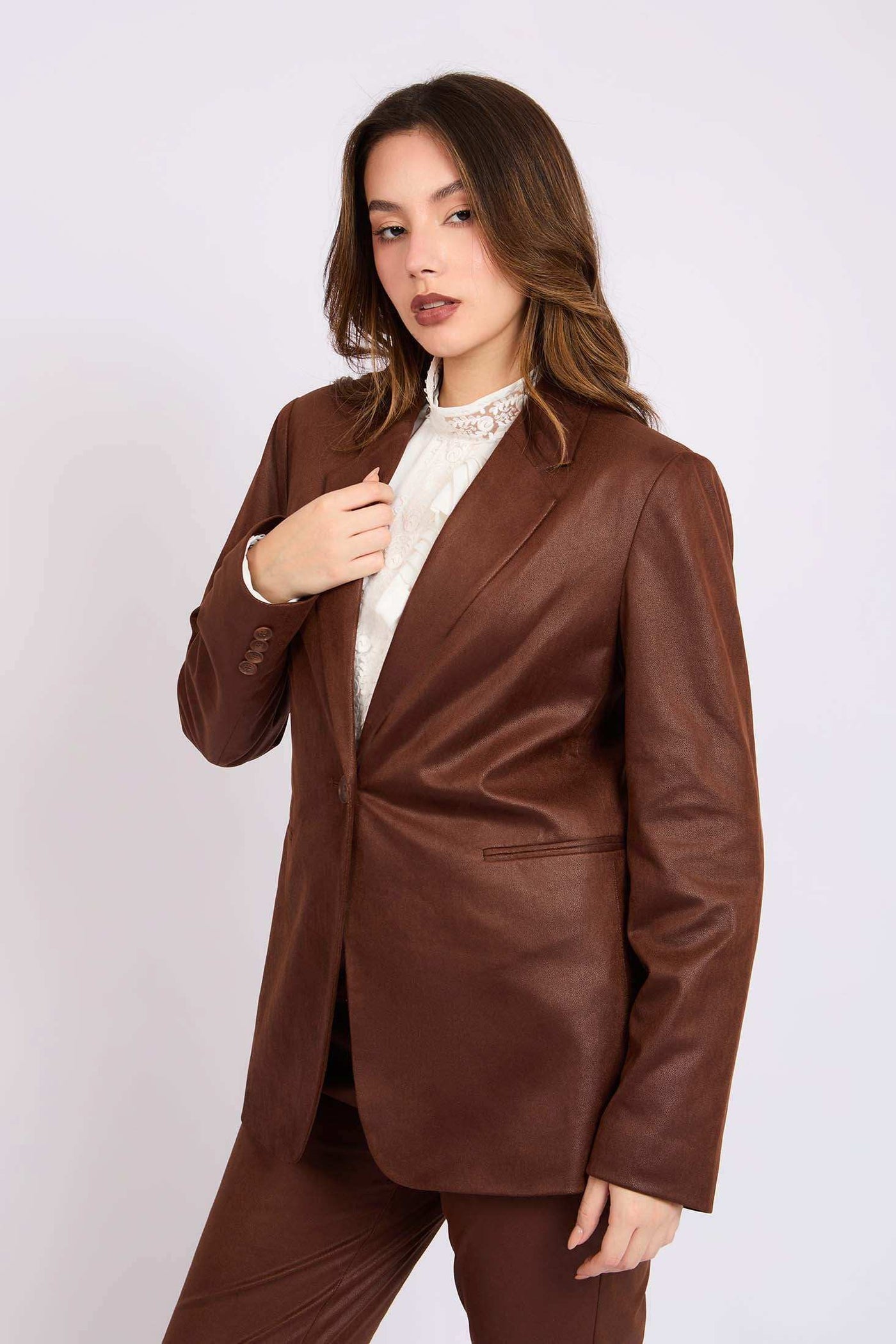 Women Regular Fit Blazer - Brown