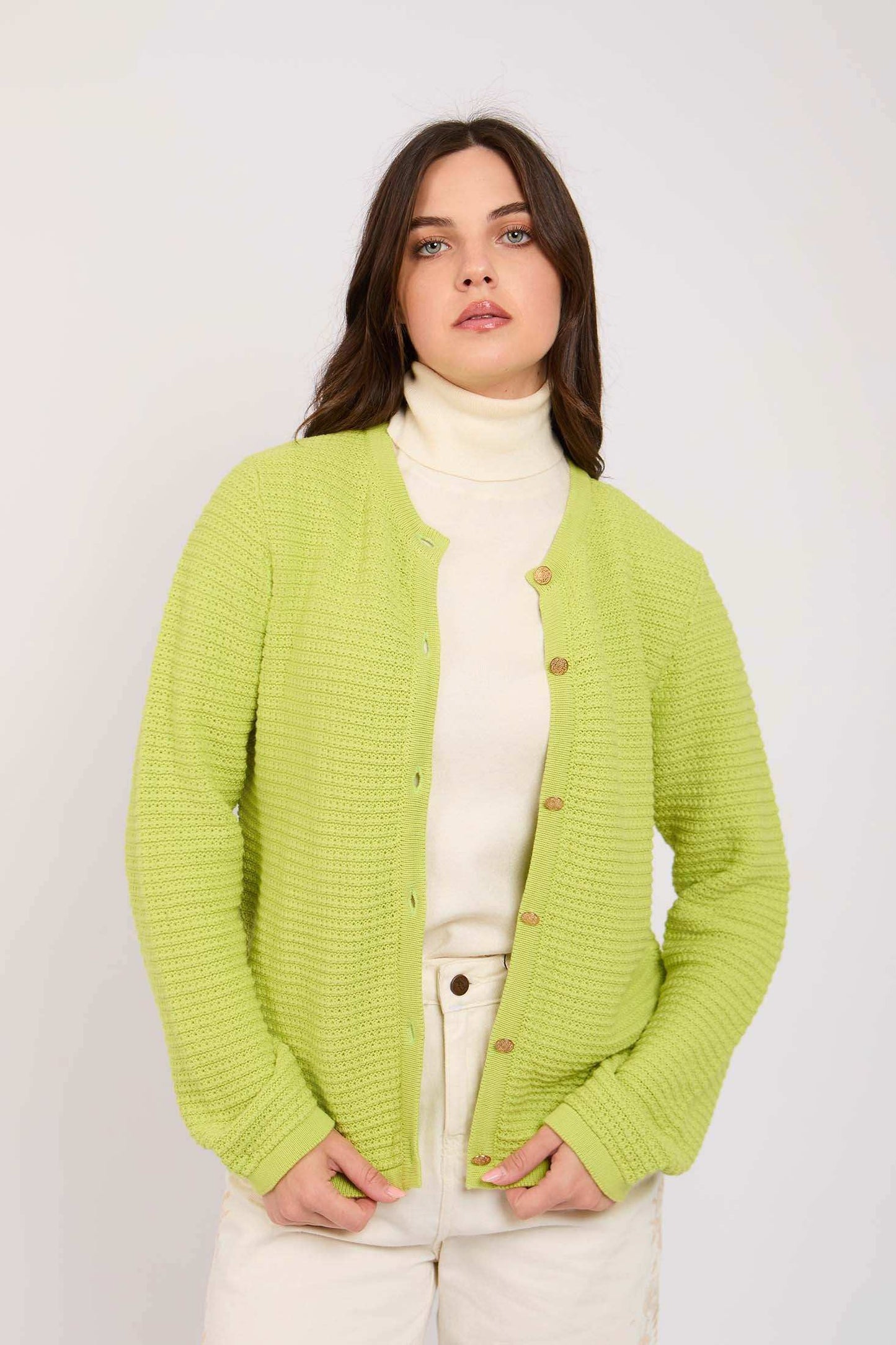 Women Regular Fit Cardigan Green