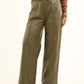 Women Pants Leather Pure Leather Green