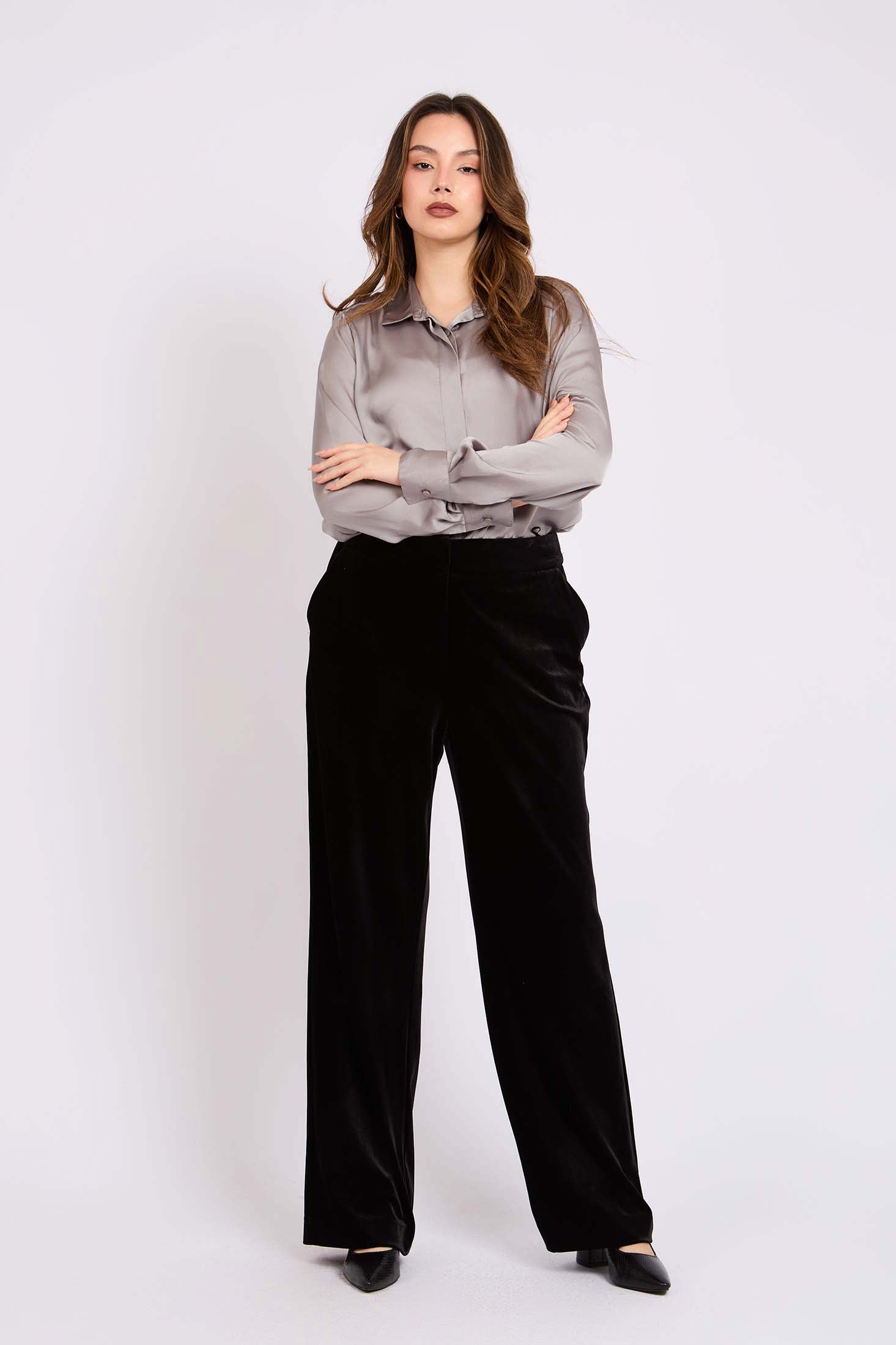 Satin Button-Down Shirt