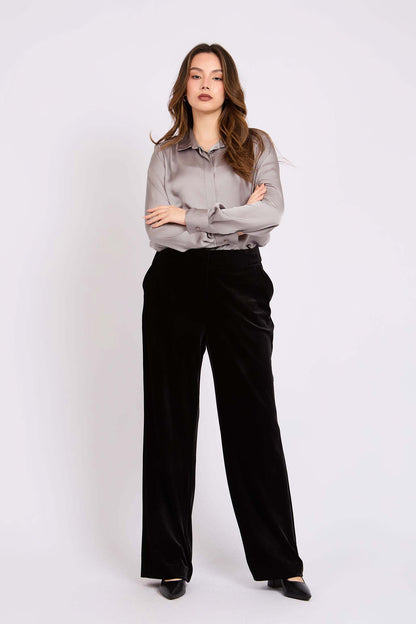 Satin Button-Down Shirt
