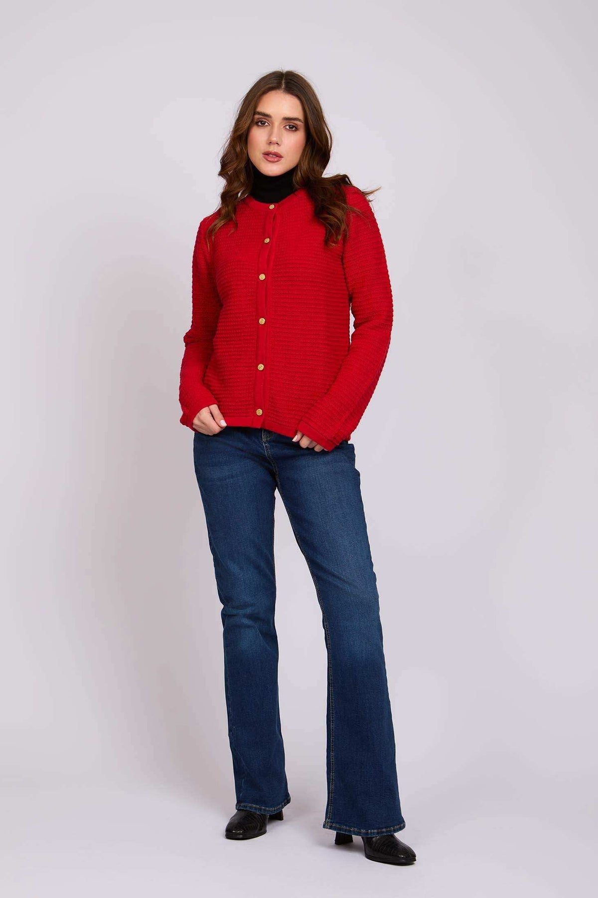 Women Regular Fit Cardigan Red