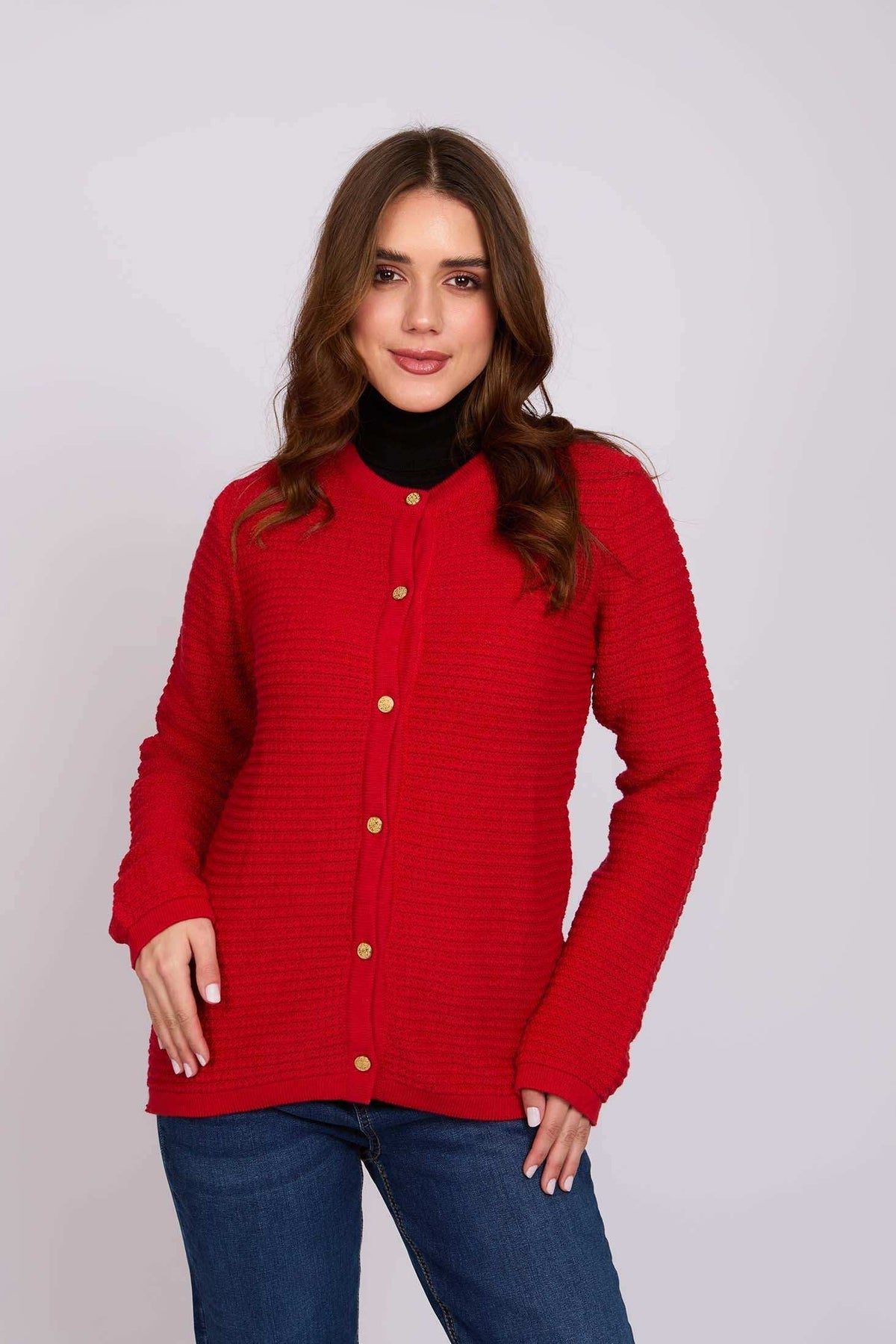 Women Regular Fit Cardigan Red