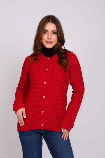 Women Regular Fit Cardigan - Red