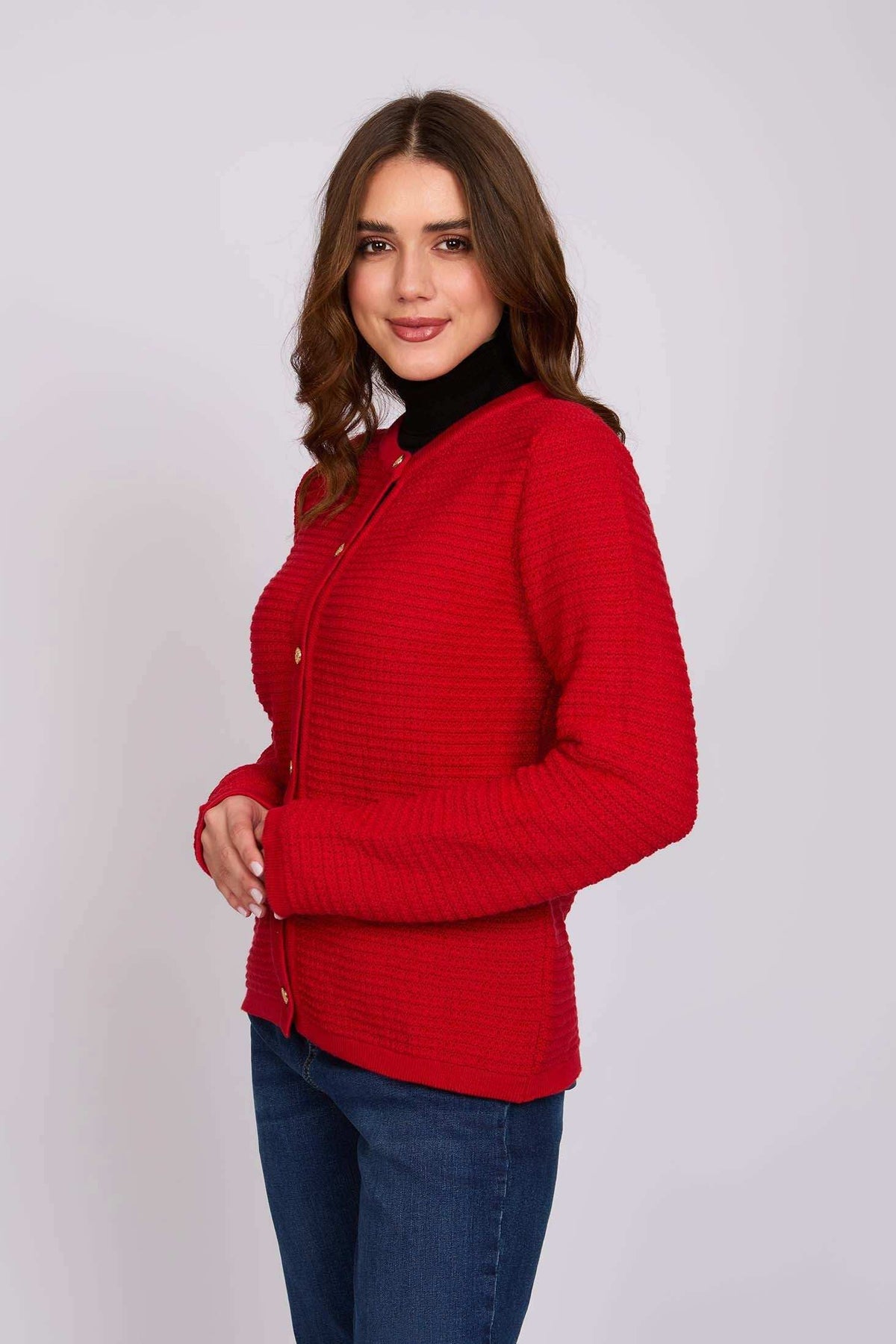 Women Regular Fit Cardigan Red