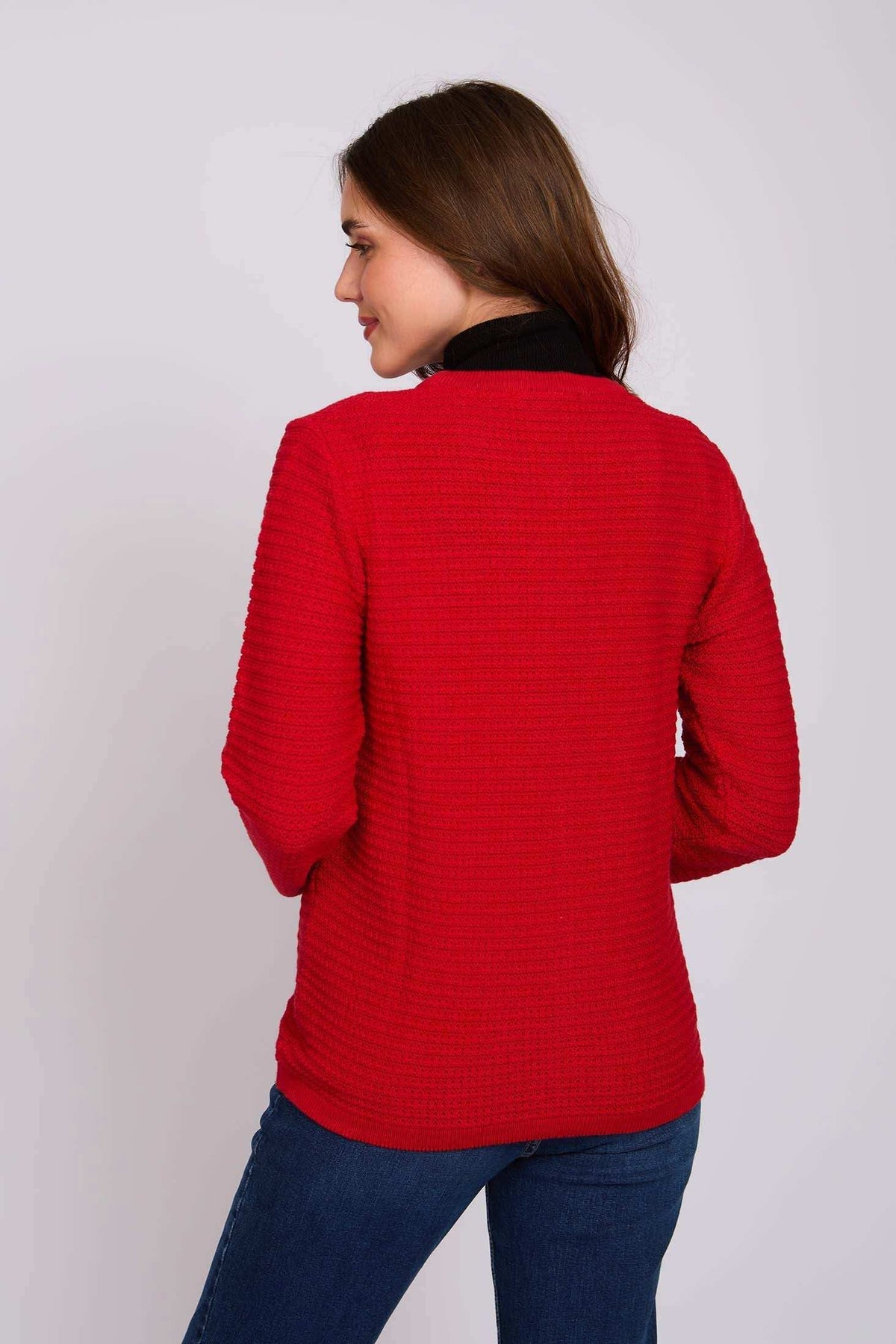Women Regular Fit Cardigan Red