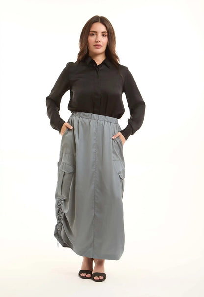 Satin Button-Down Shirt