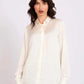 Taupe Satin Button-Down Shirt