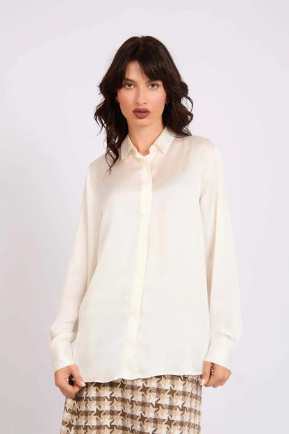 Satin Button-Down Shirt