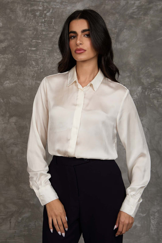Classic Satin Button-Down Shirt