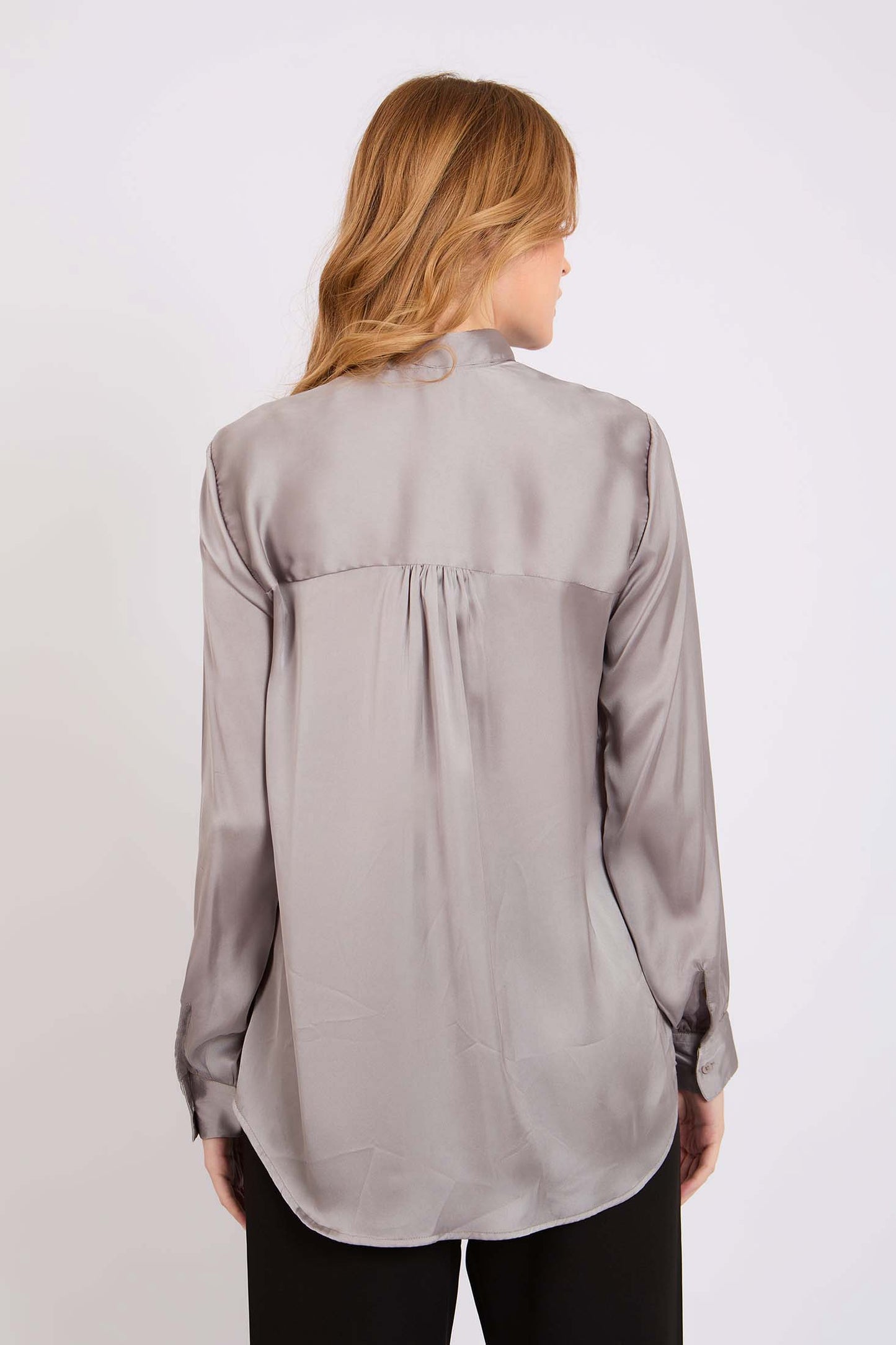 Bow-Neck Satin Shirt