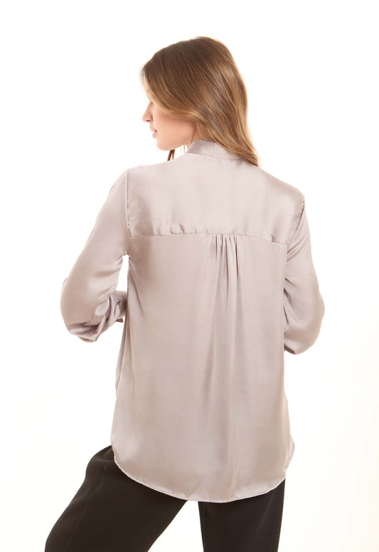 Tie-Neck Elegant Satin Blouse