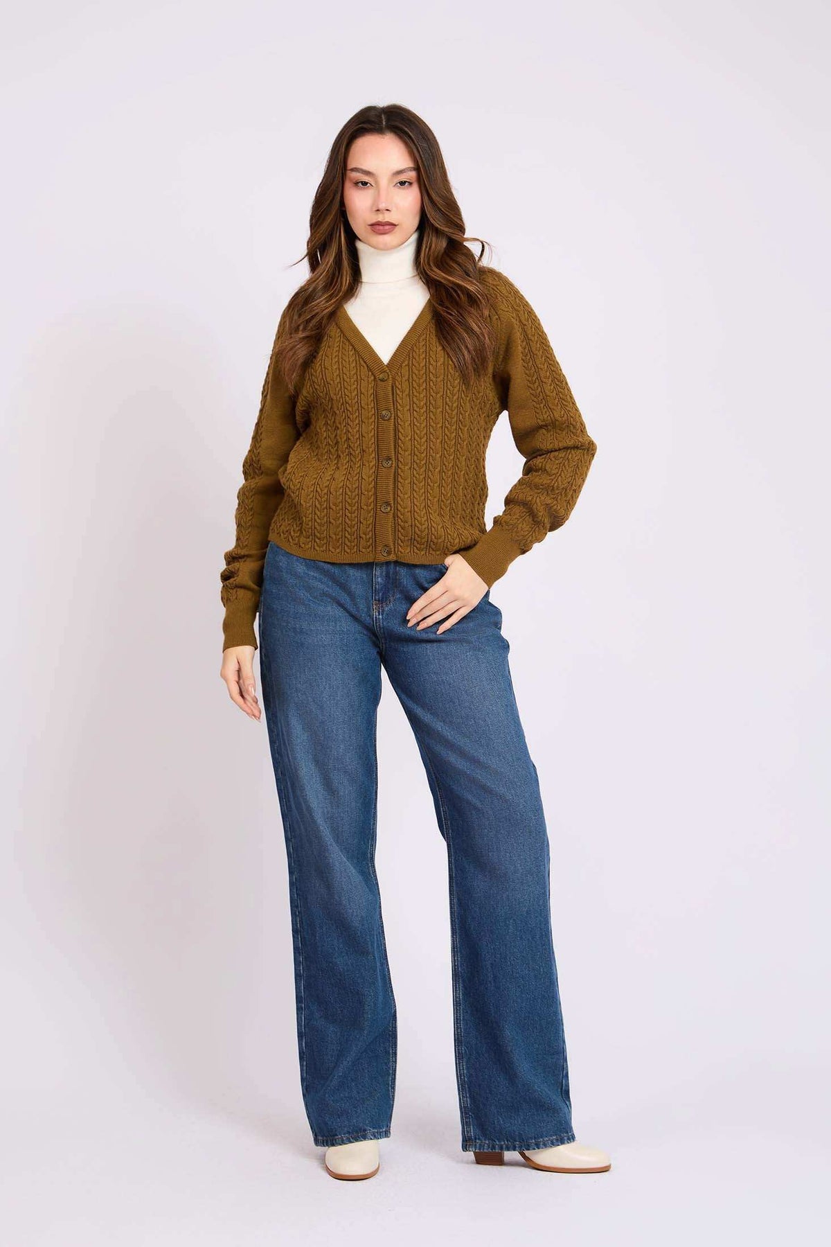 Women Regular Fit Cardigan Brown