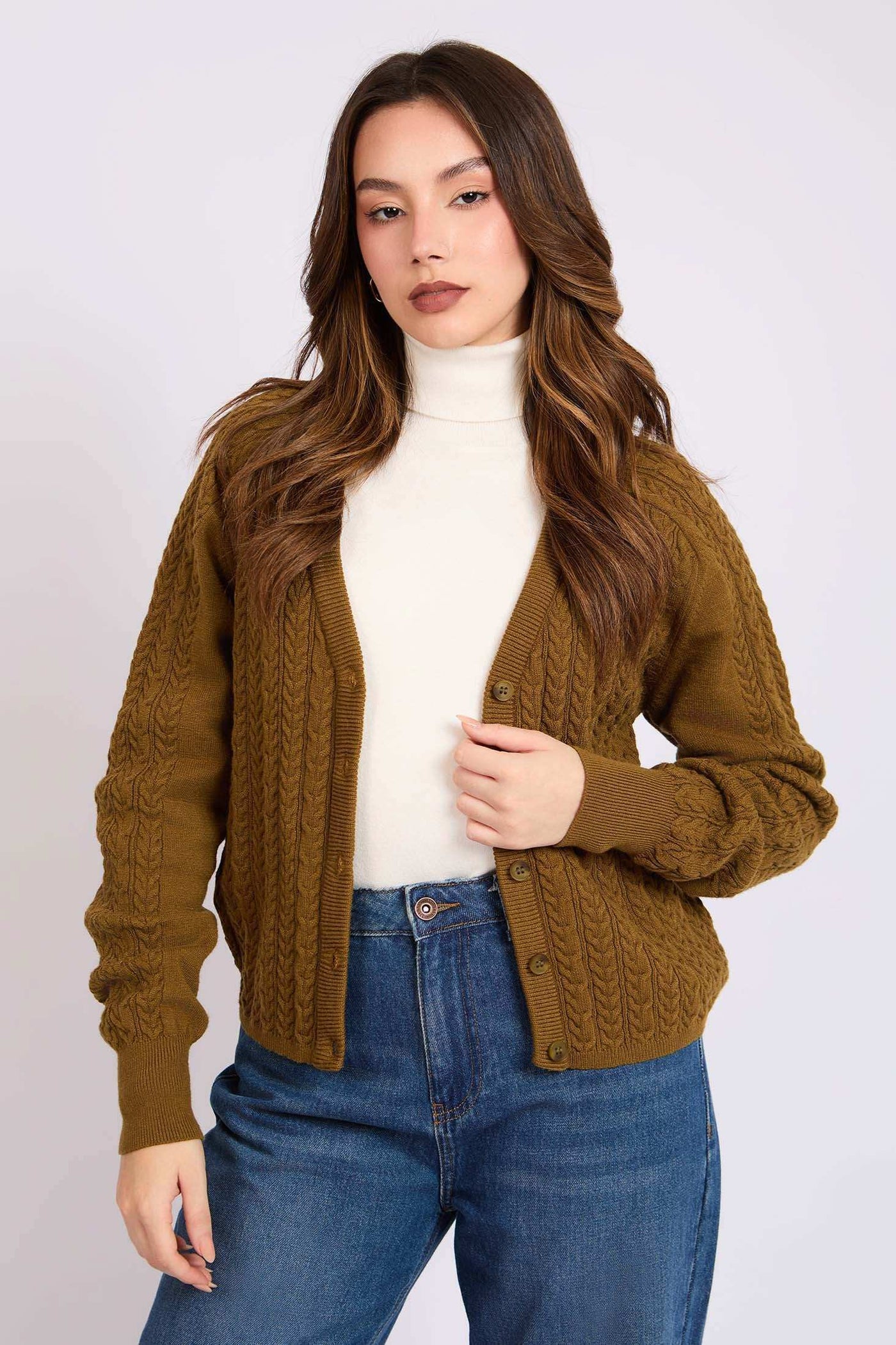 Women Regular Fit Cardigan - Brown