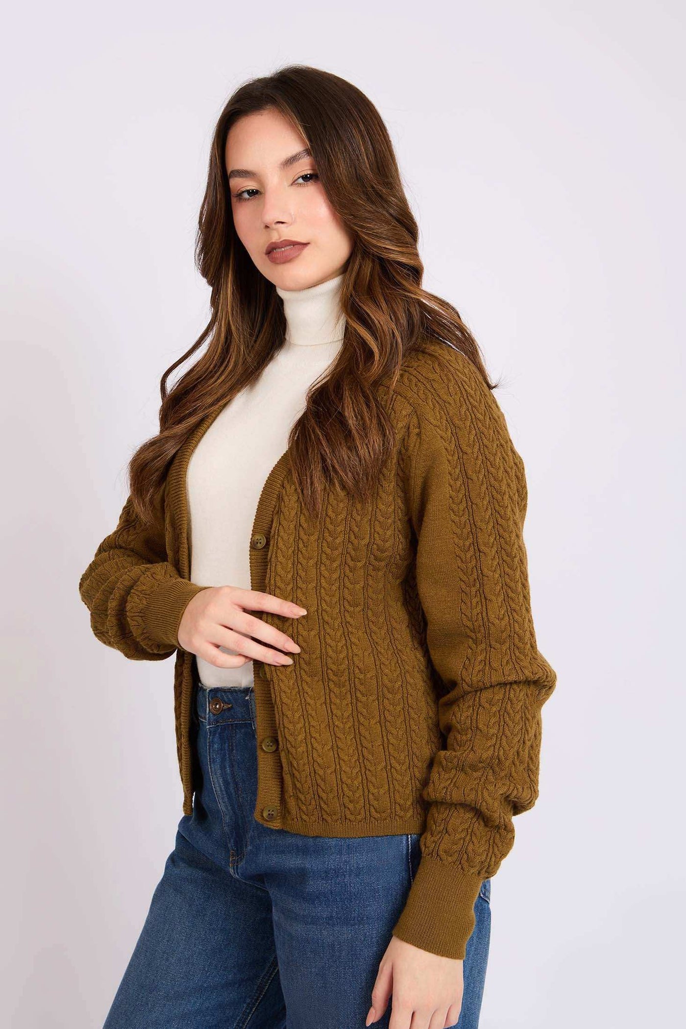 Women Regular Fit Cardigan - Brown