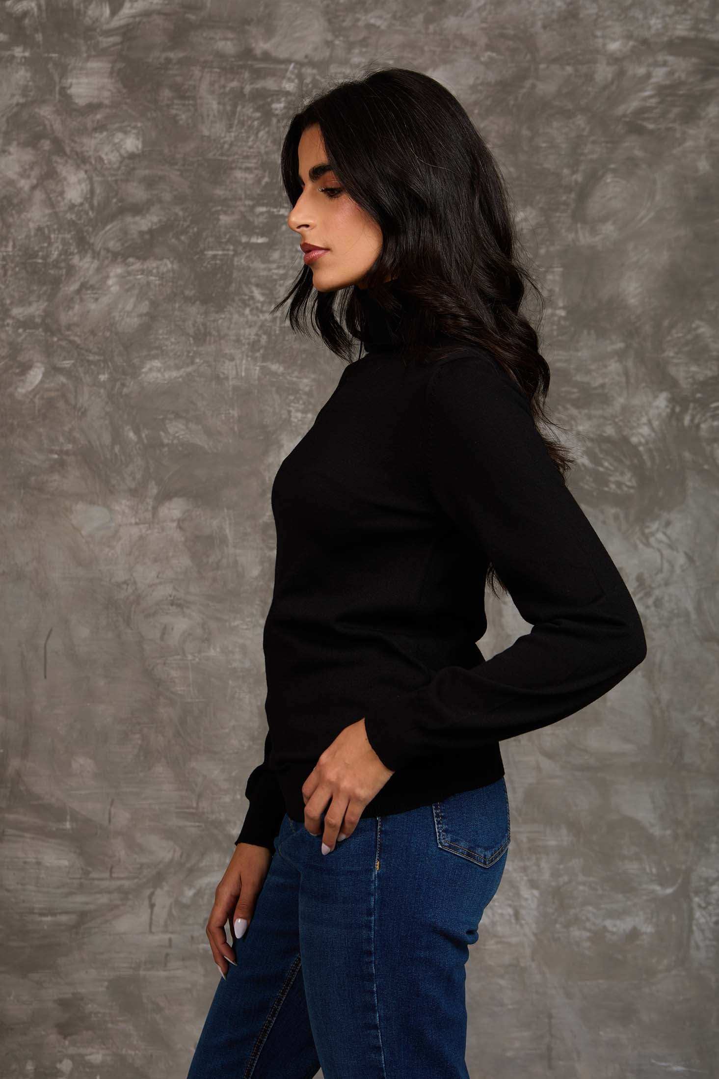 Women Regular Fit Pullover Black
