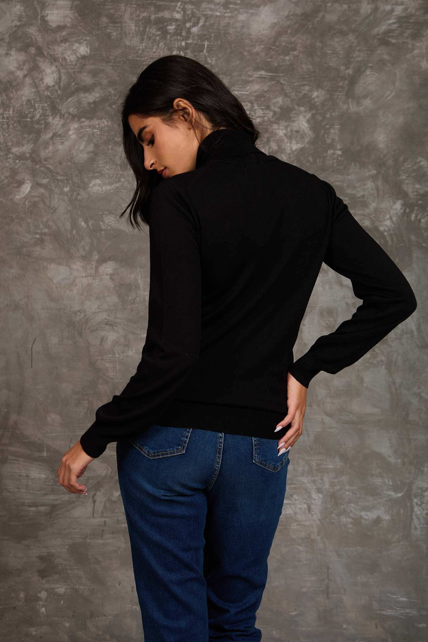 Women Regular Fit Pullover Black