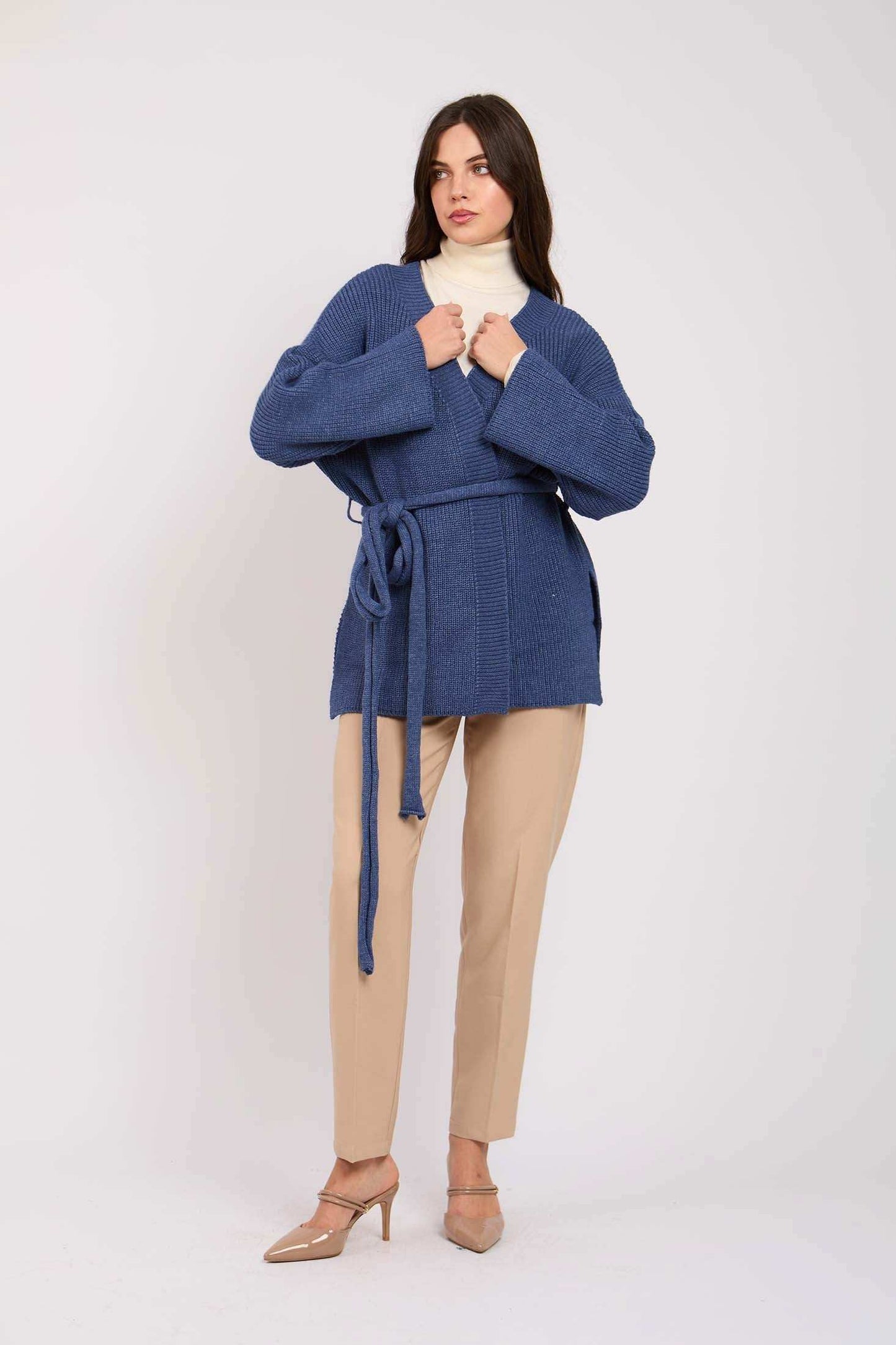 Women Regular Fit Cardigan Blue