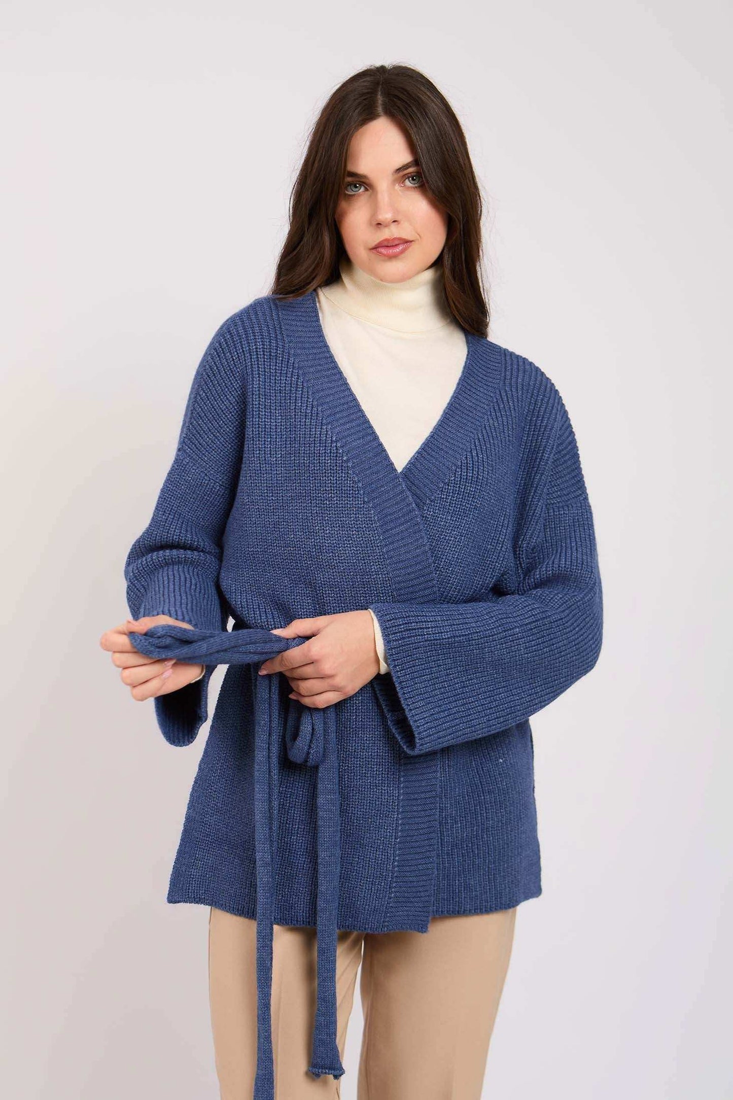 Women Regular Fit Cardigan Blue