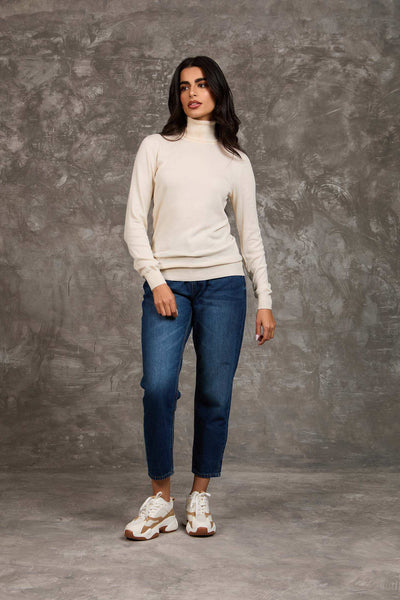 Women Regular Fit Pullover - Sugar Off White