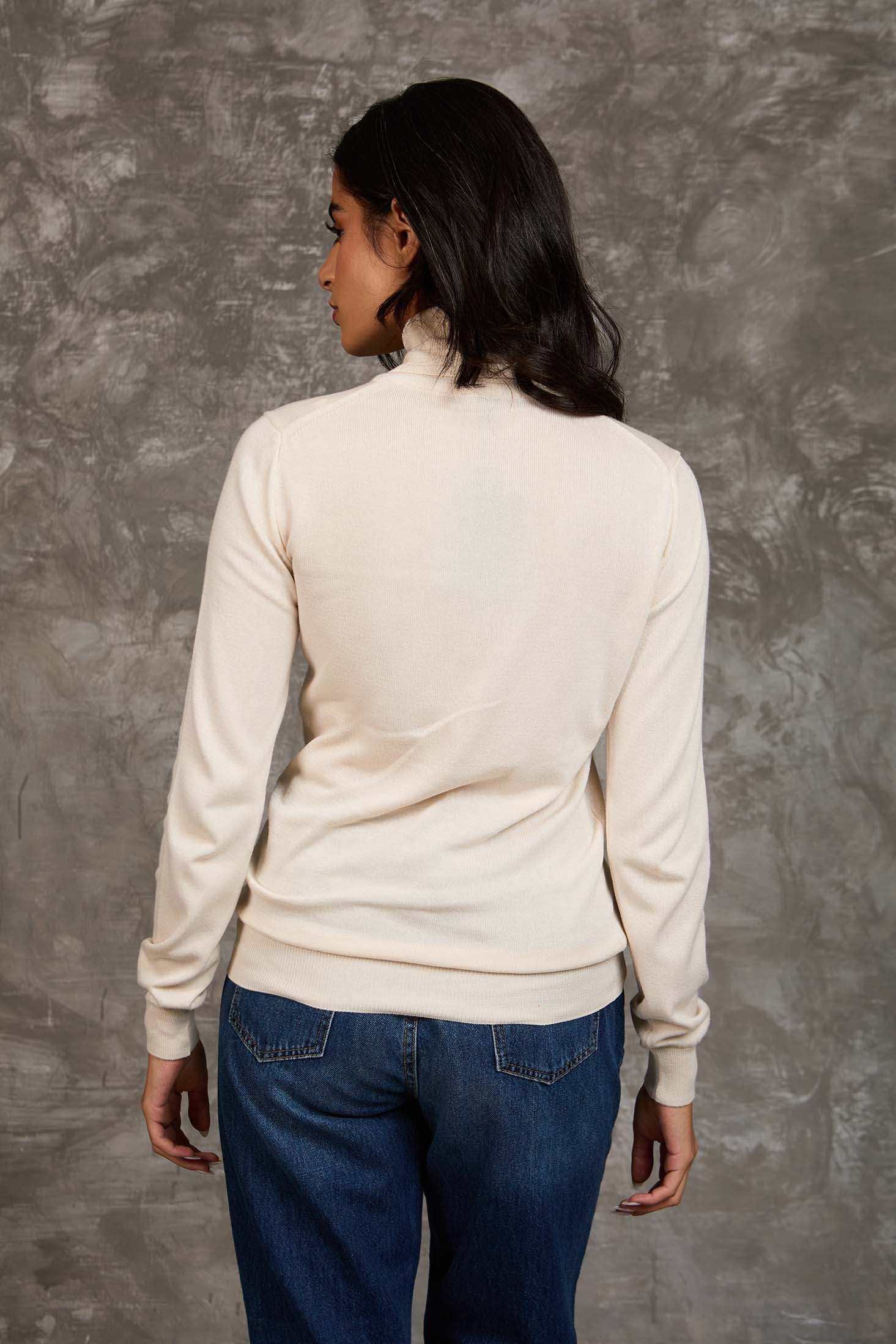 Women Regular Fit Pullover Sugar Off White