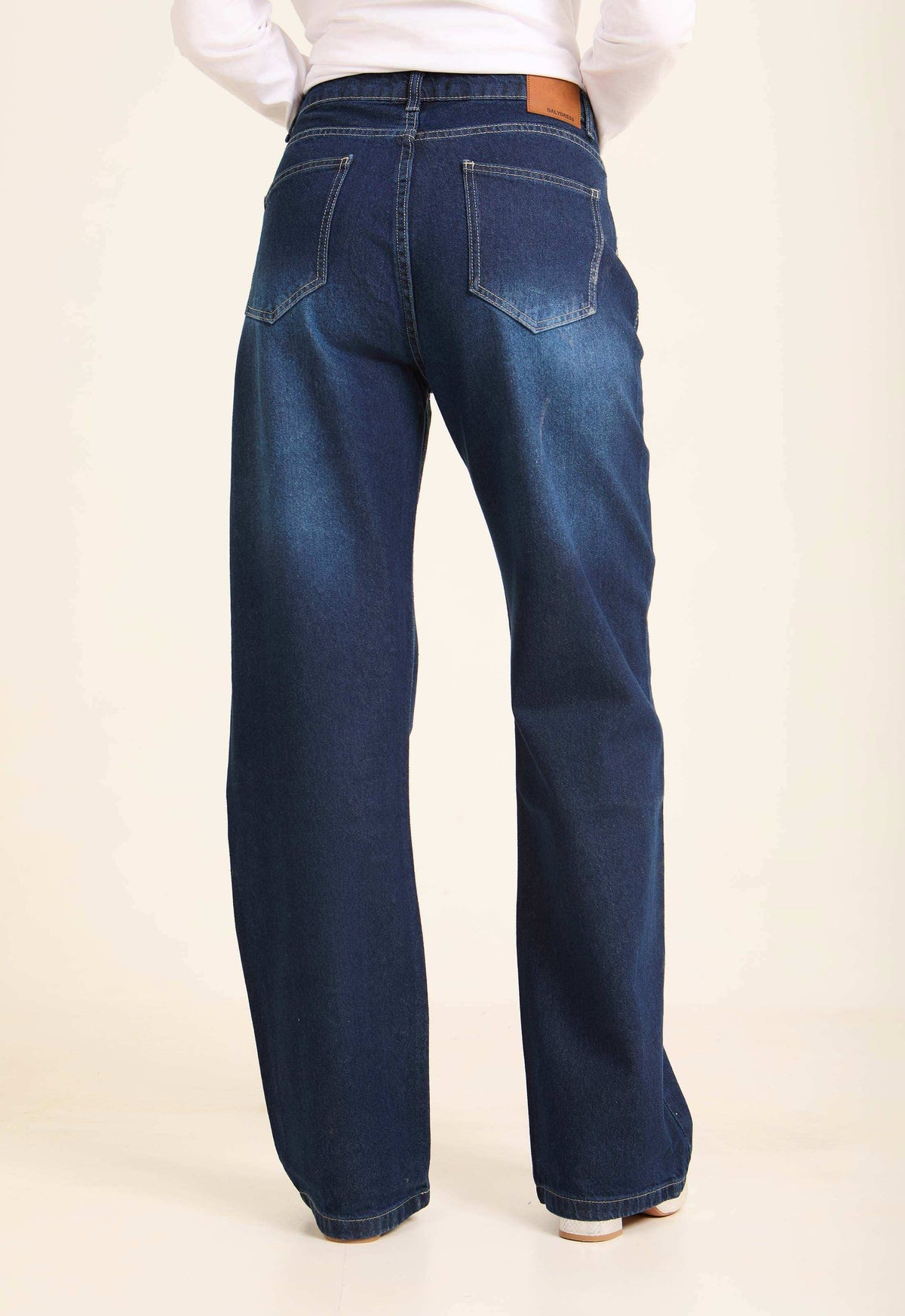 Women Denim Studs Cotton Navy