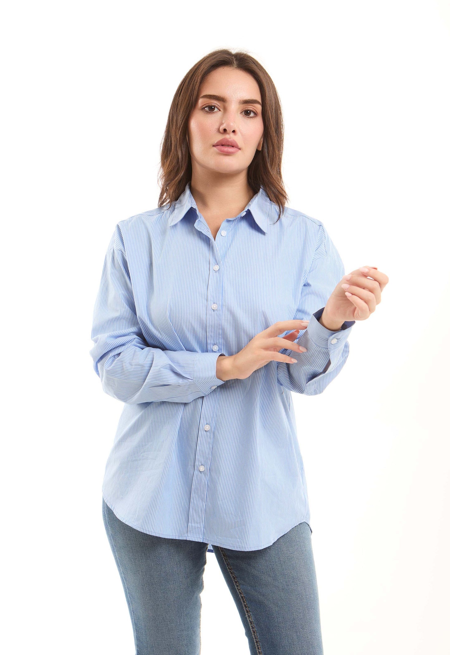 Striped Cotton Shirt with Pocket Detail