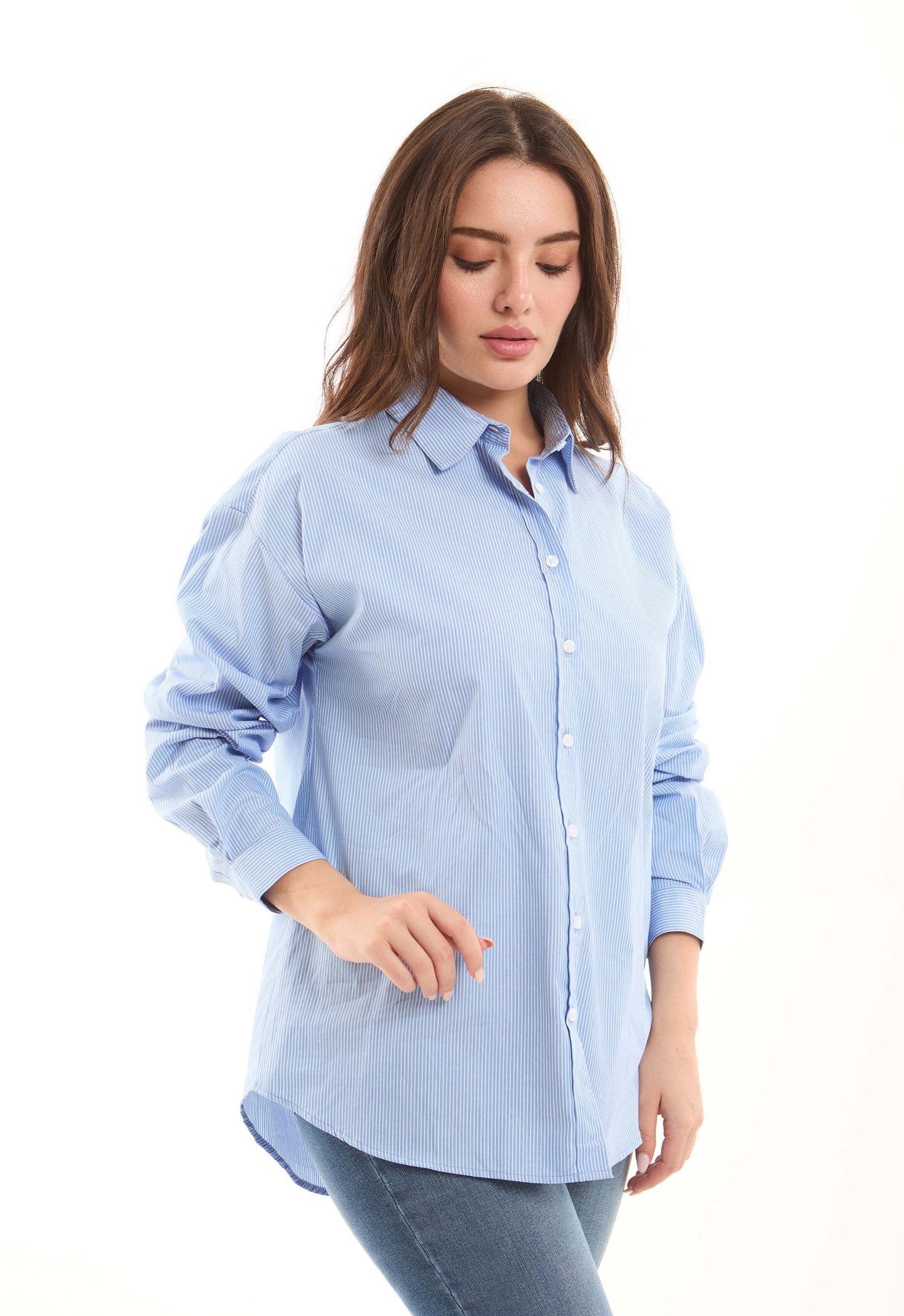Striped Cotton Shirt with Pocket Detail