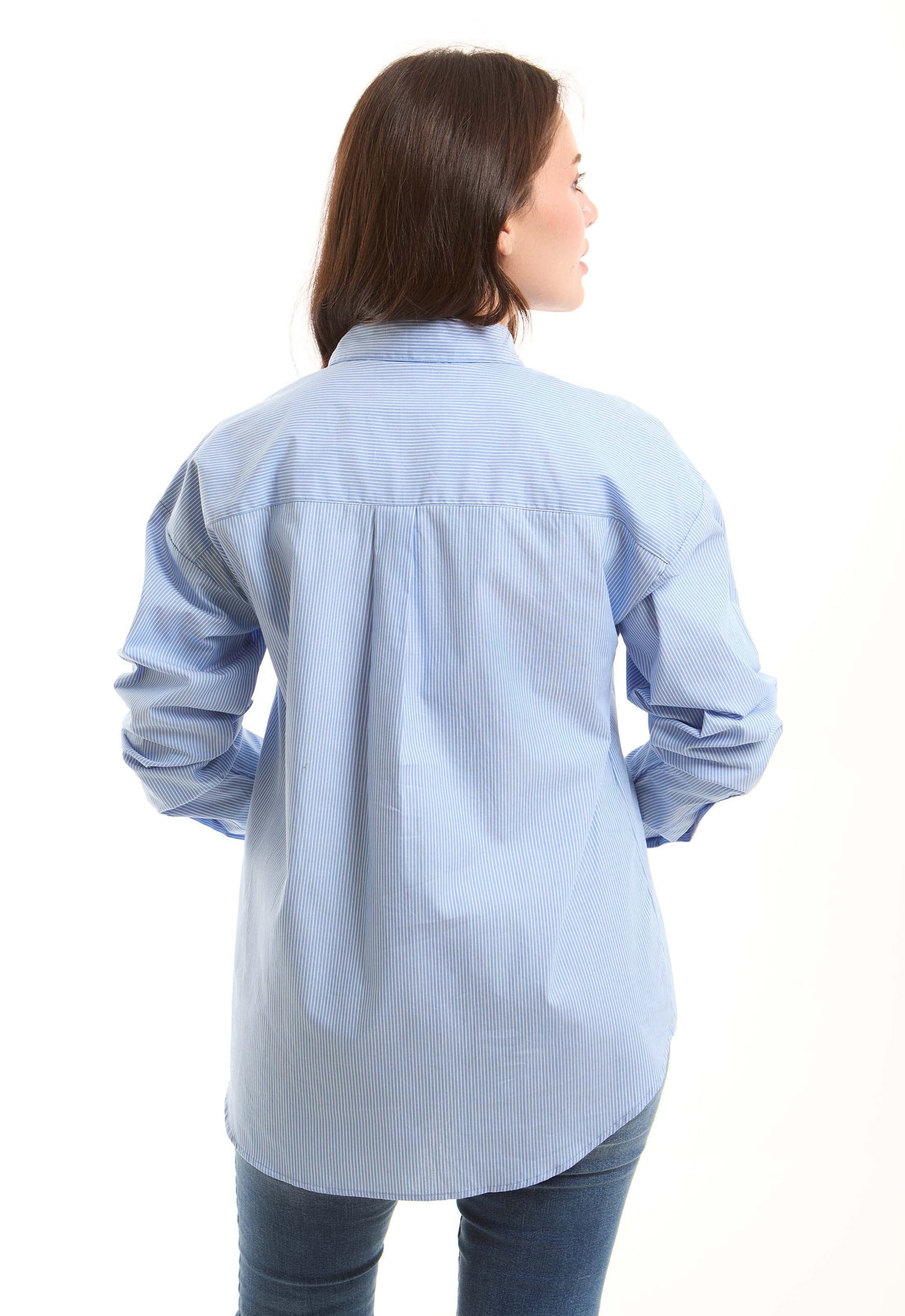 Striped Cotton Shirt with Pocket Detail