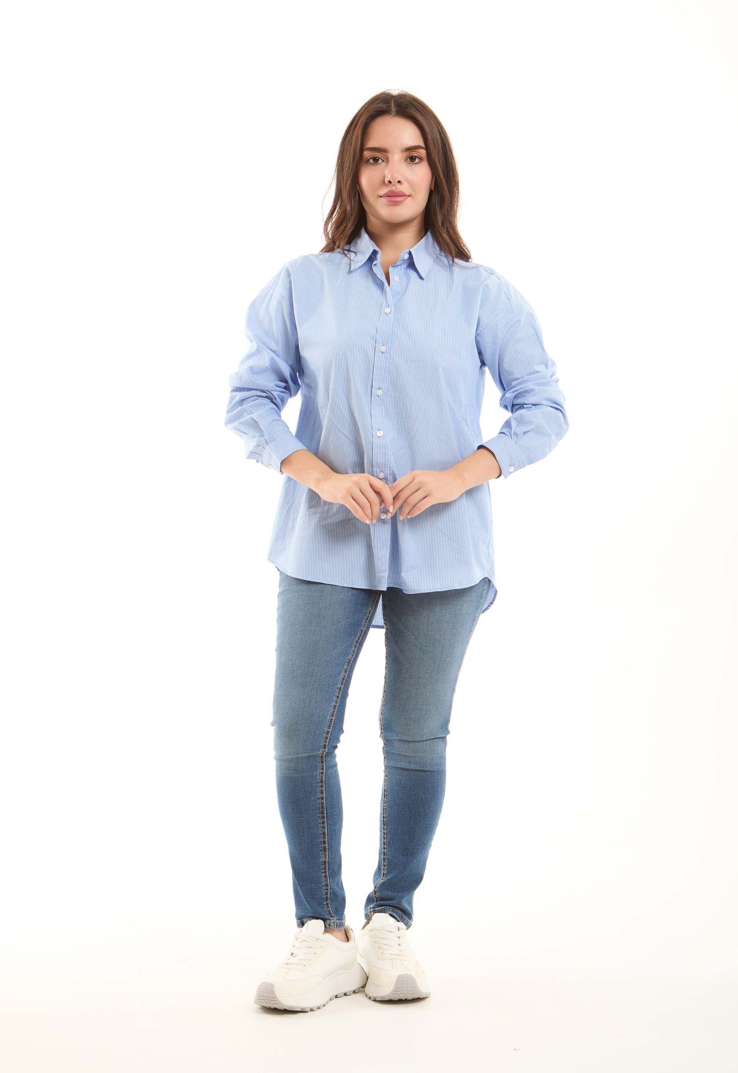 Striped Cotton Shirt with Pocket Detail