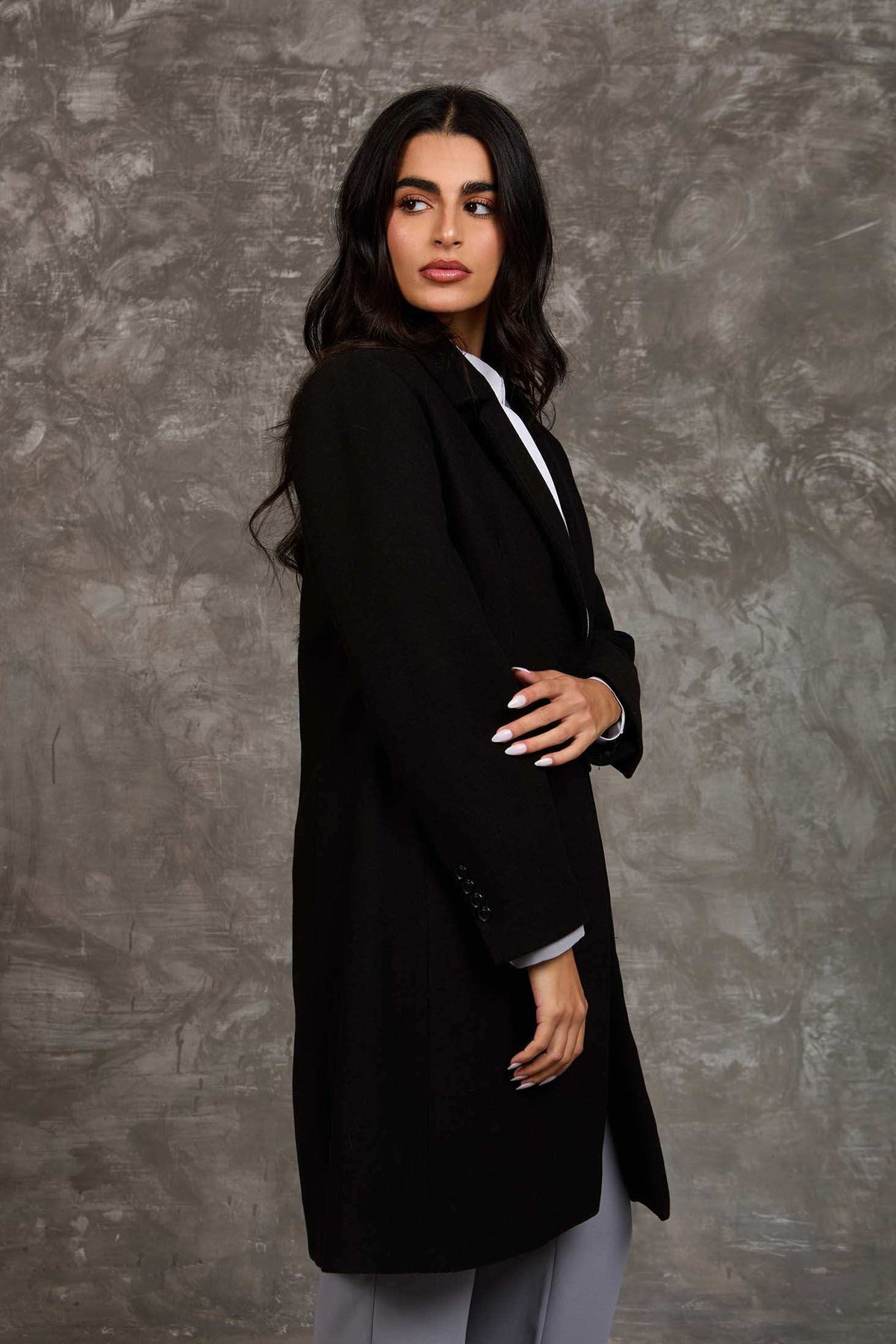 Women Regular Fit Coat Black