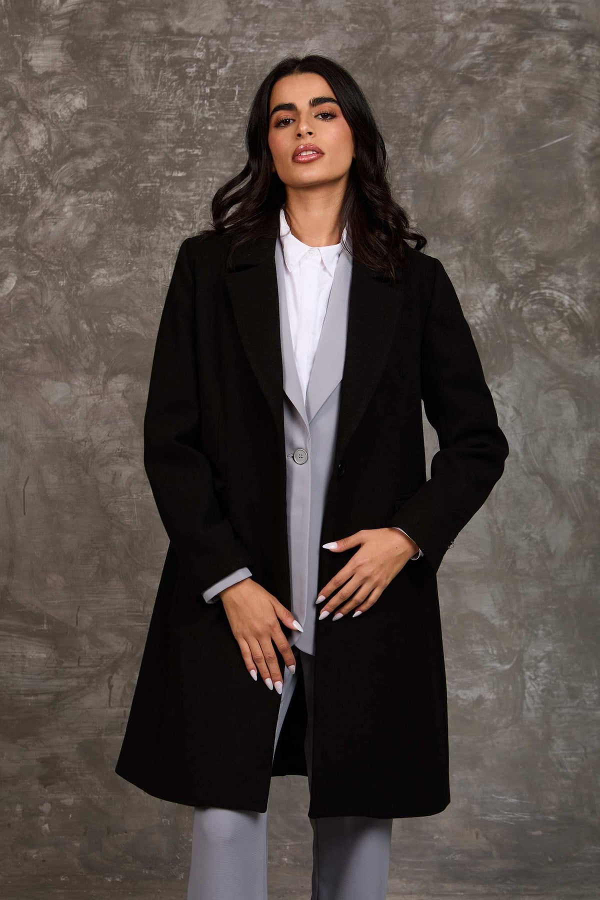Women Regular Fit Coat Black