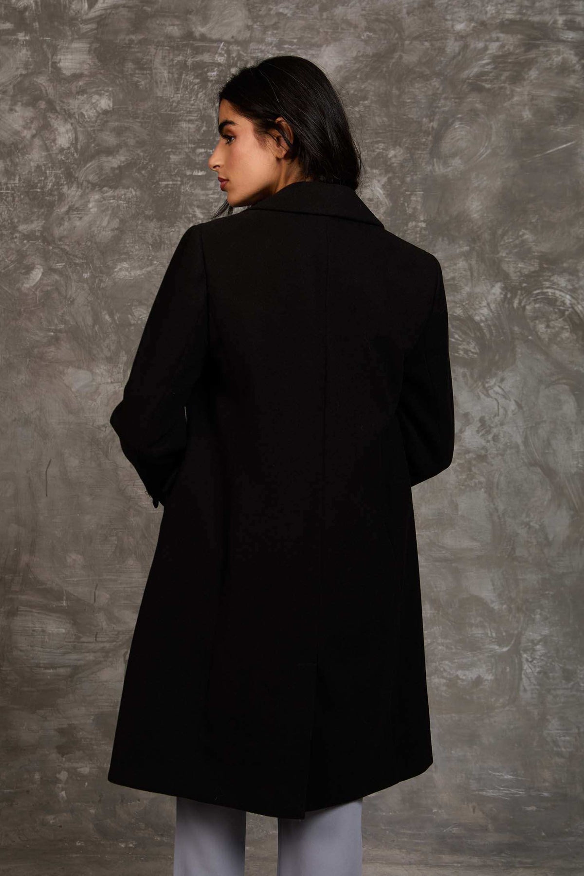 Women Regular Fit Coat Black