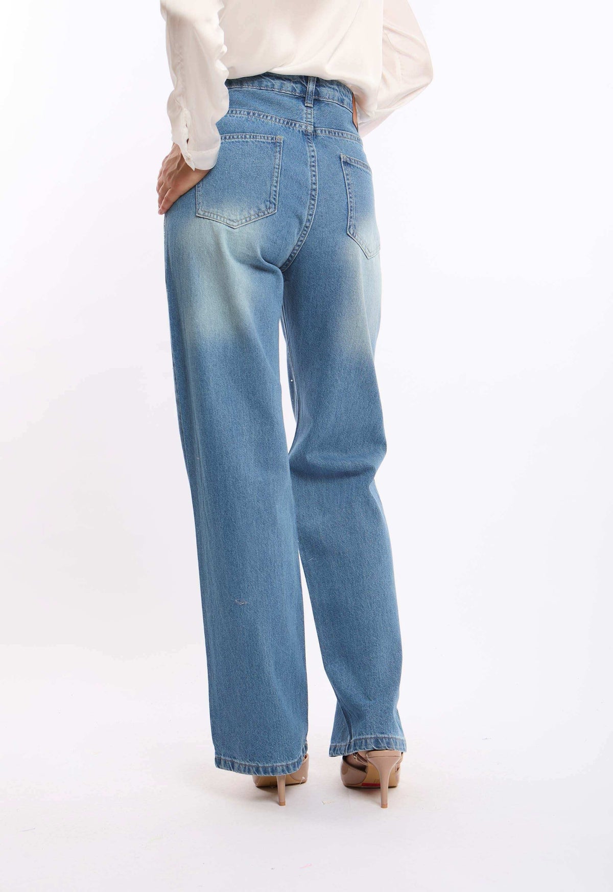 Women Denim Studs Cotton Navy