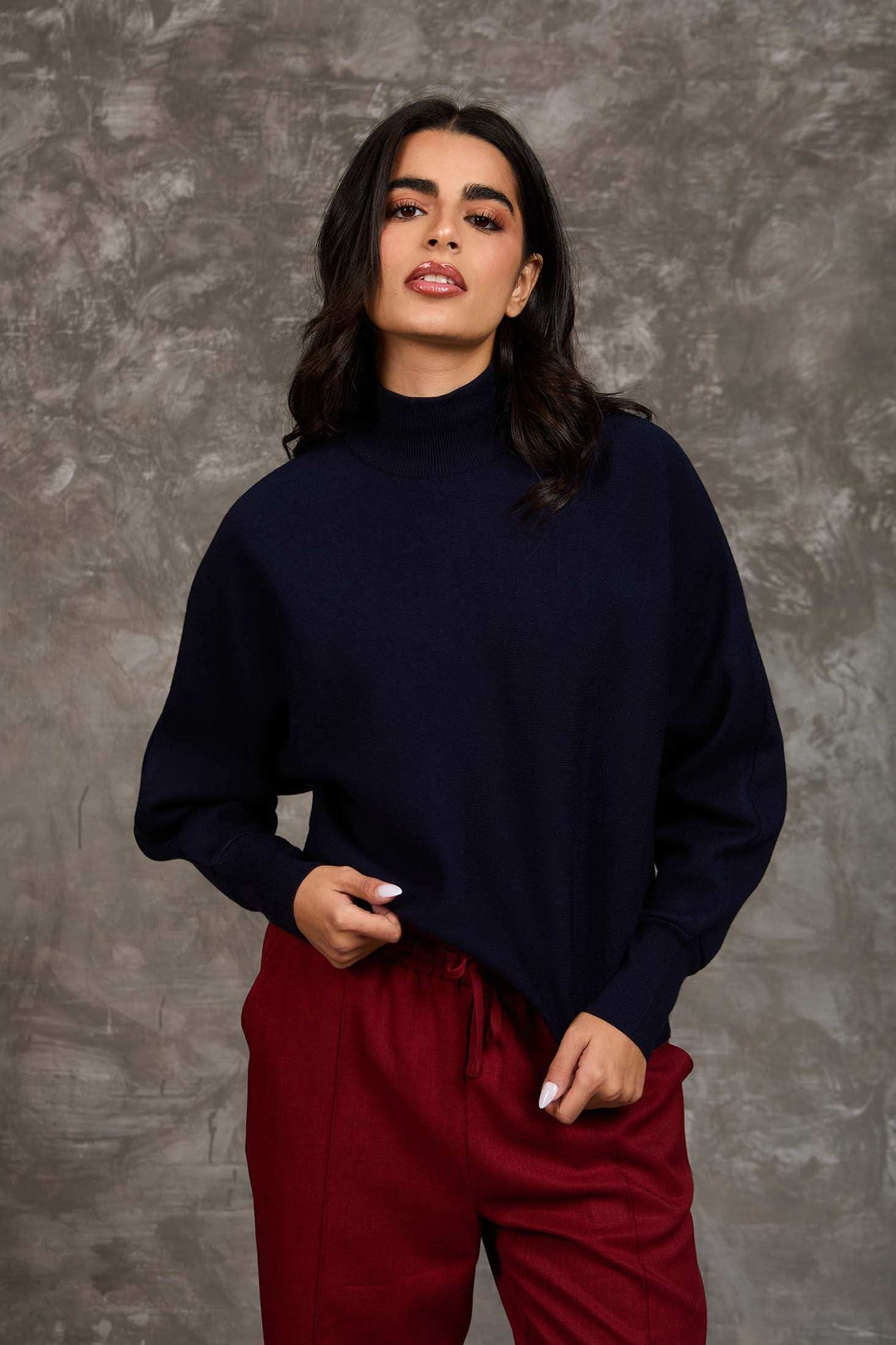 Women Regular Fit Pullover - Navy Dark Blue