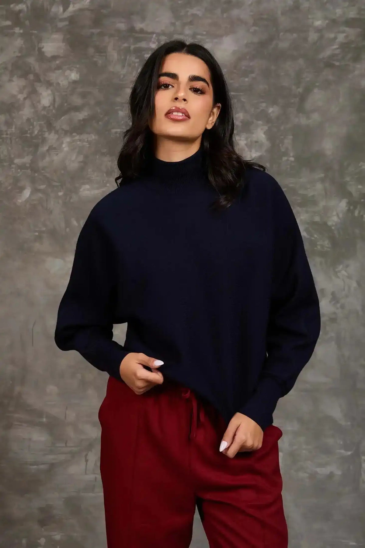 Women Regular Fit Pullover Navy Dark Blue