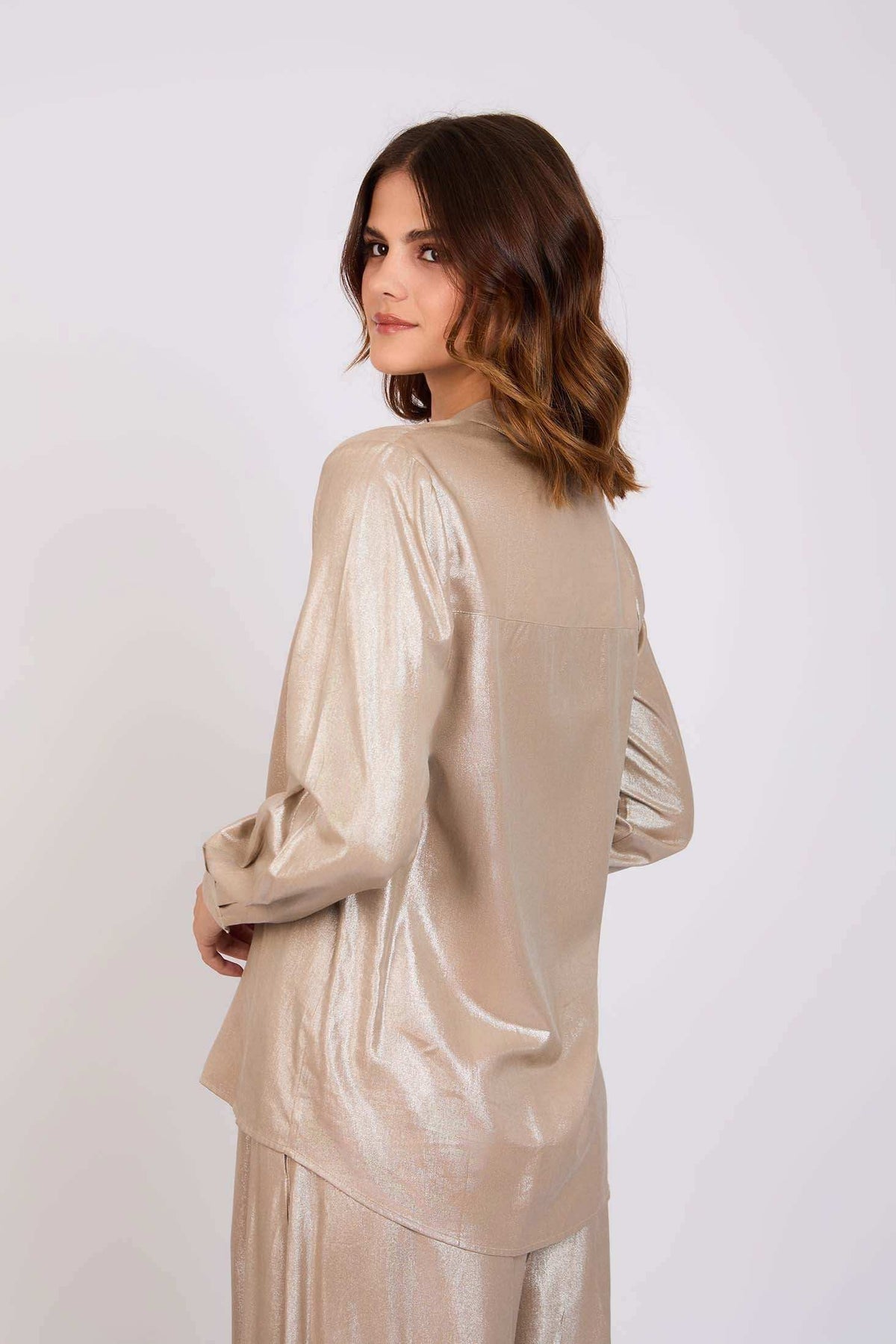 Women Regular Fit Blouse Gold