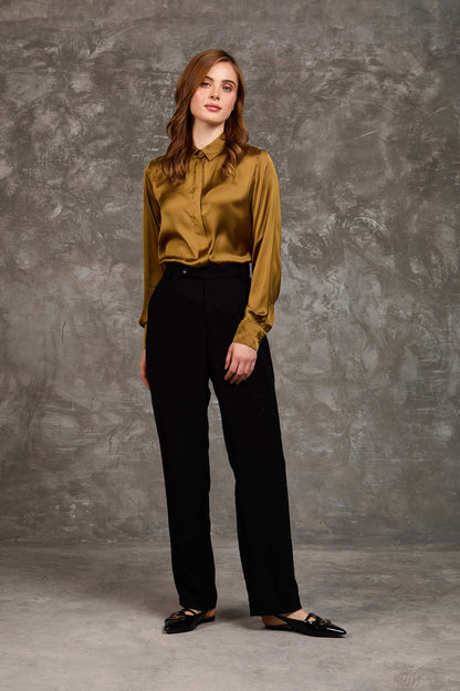 Women Regular Fit Blouse Brown
