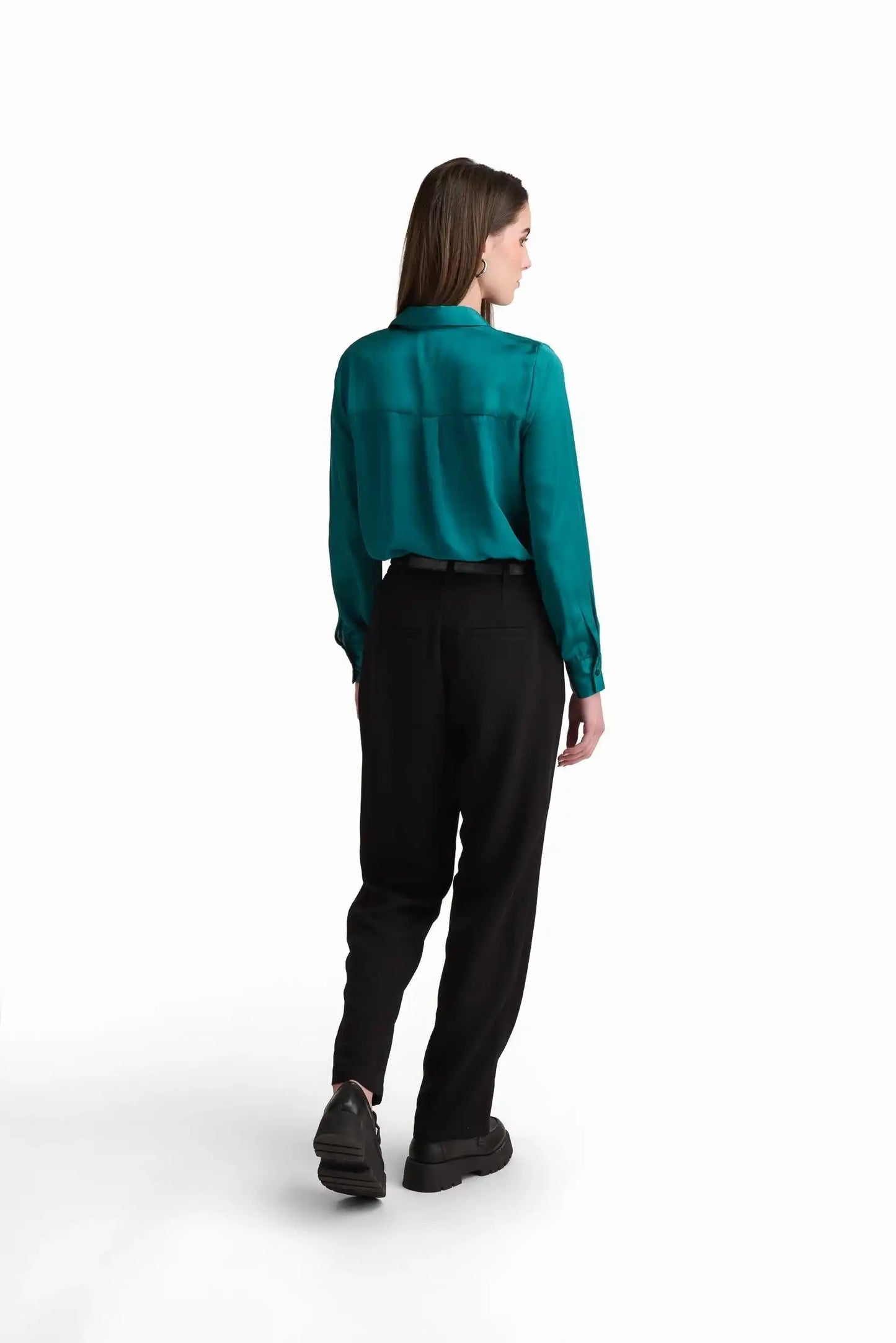 Tailored High-Waist Polyester Pants
