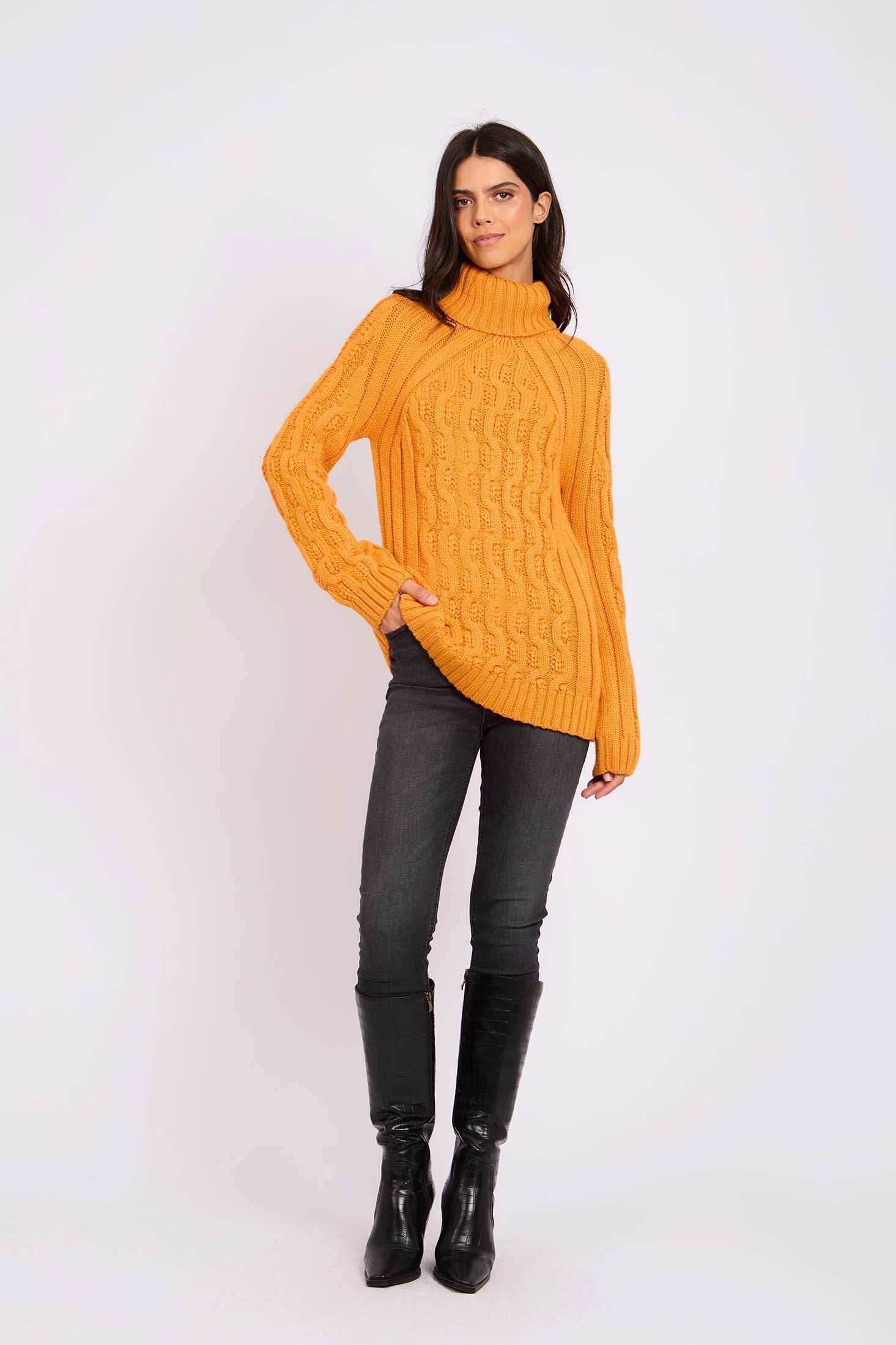 Women Regular Fit Pullover Orange