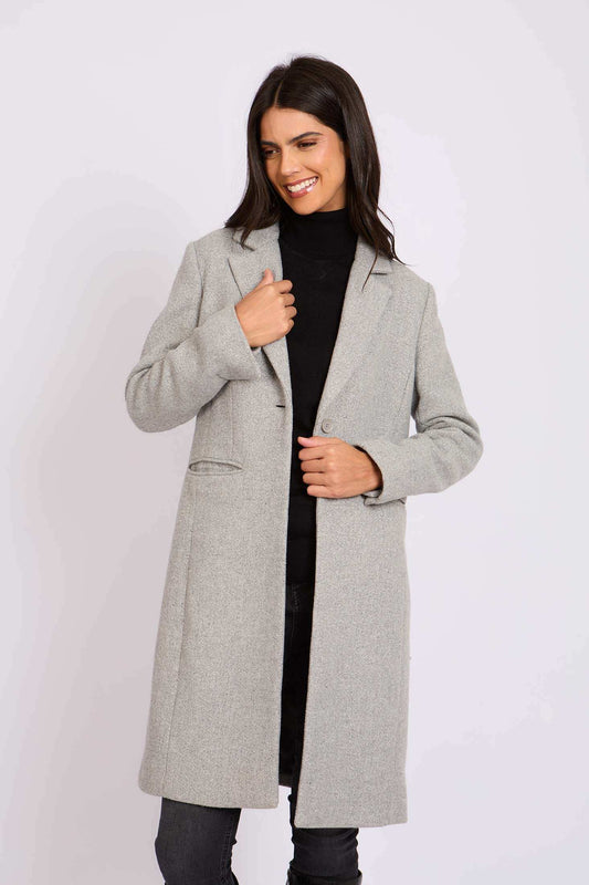 Women Regular Fit Coat Grey