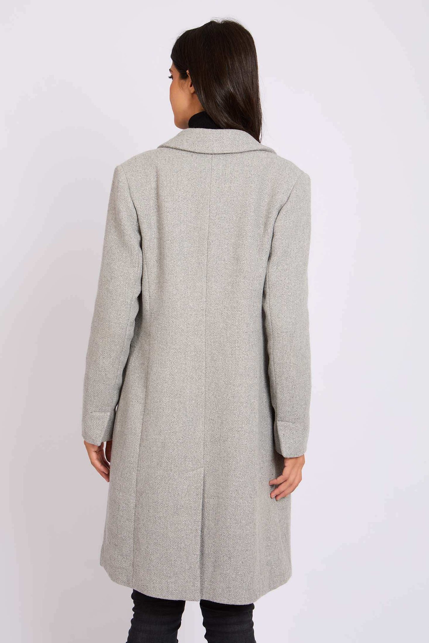 Women Regular Fit Coat Grey