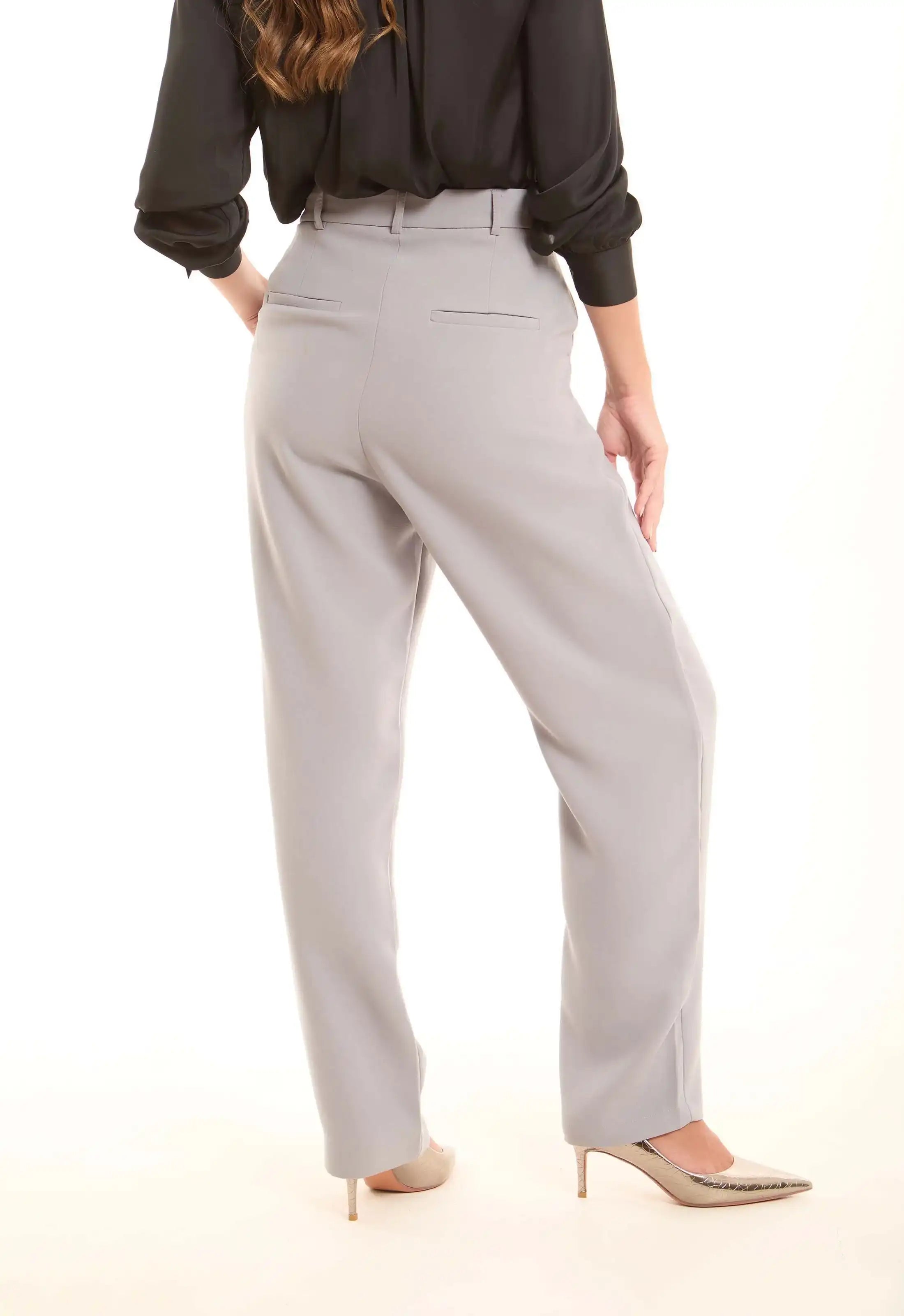 بنطلون بوليستر مصمم بوسط مرتفع