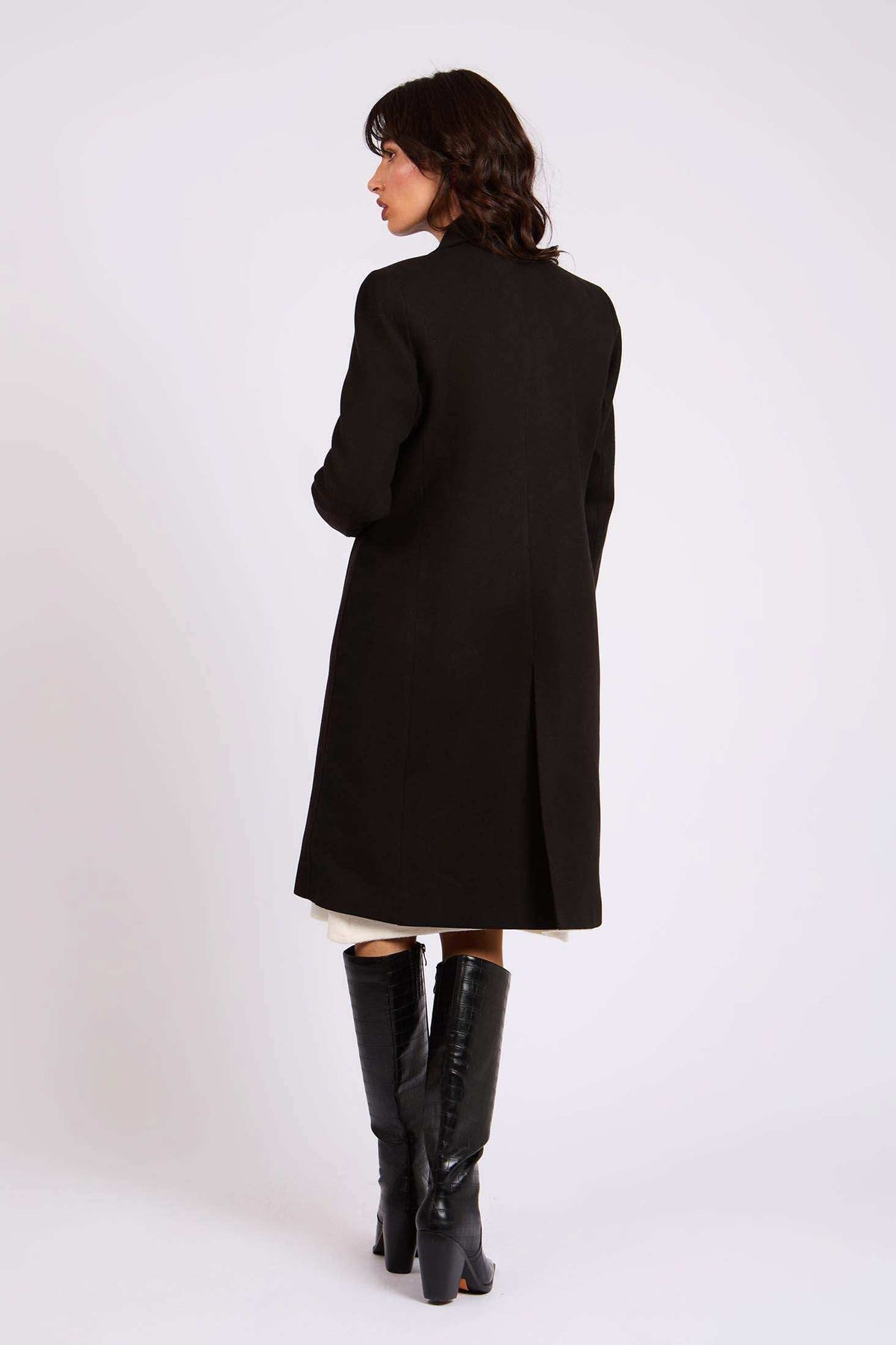 Women Regular Fit Coat Black