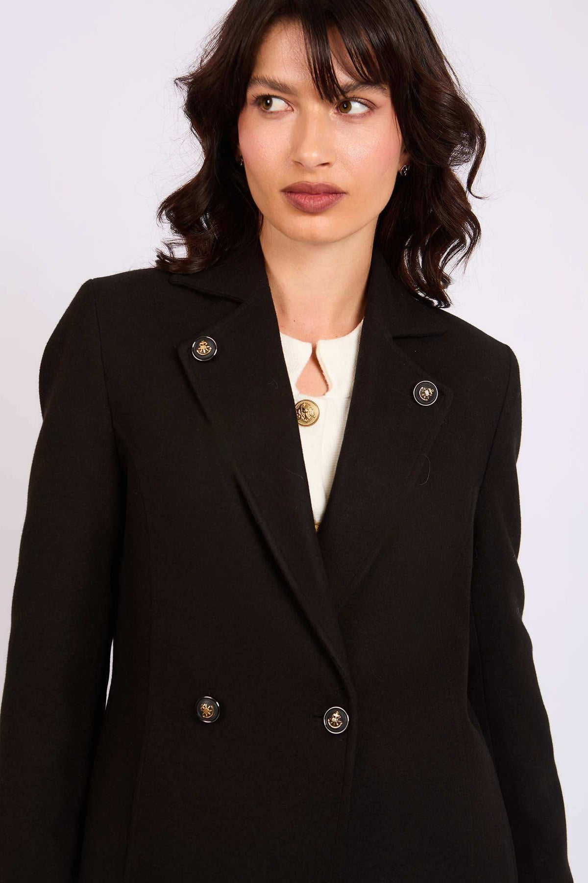 Women Regular Fit Coat Black