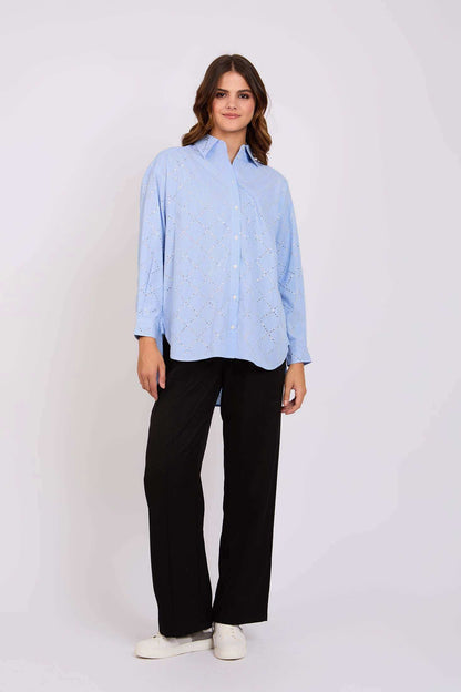 Women Regular Fit Blouse Blue