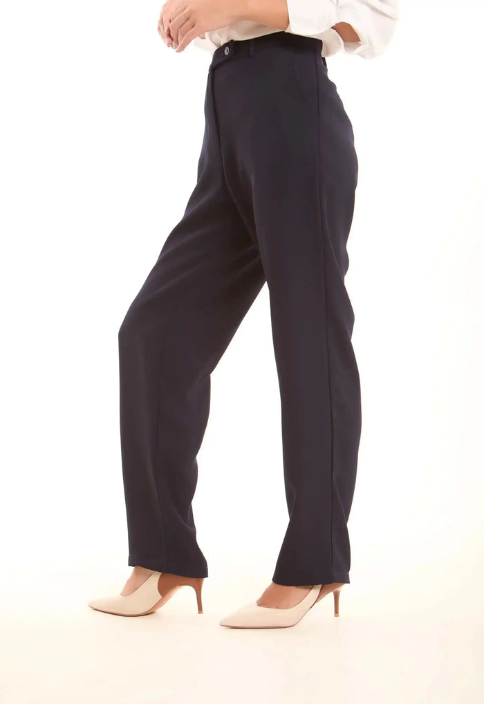 Tailored High-Waist Polyester Pants