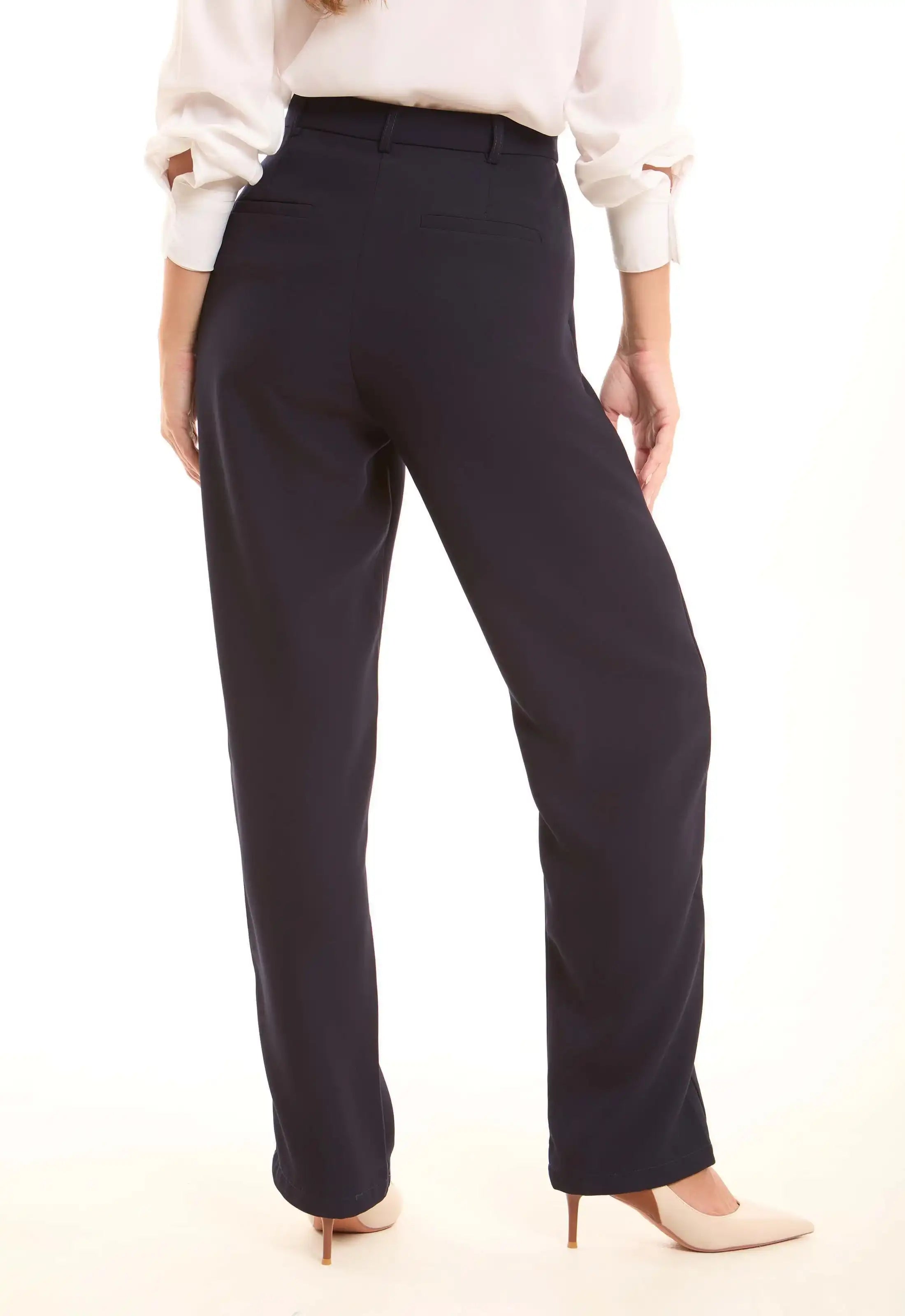 Tailored High-Waist Polyester Pants