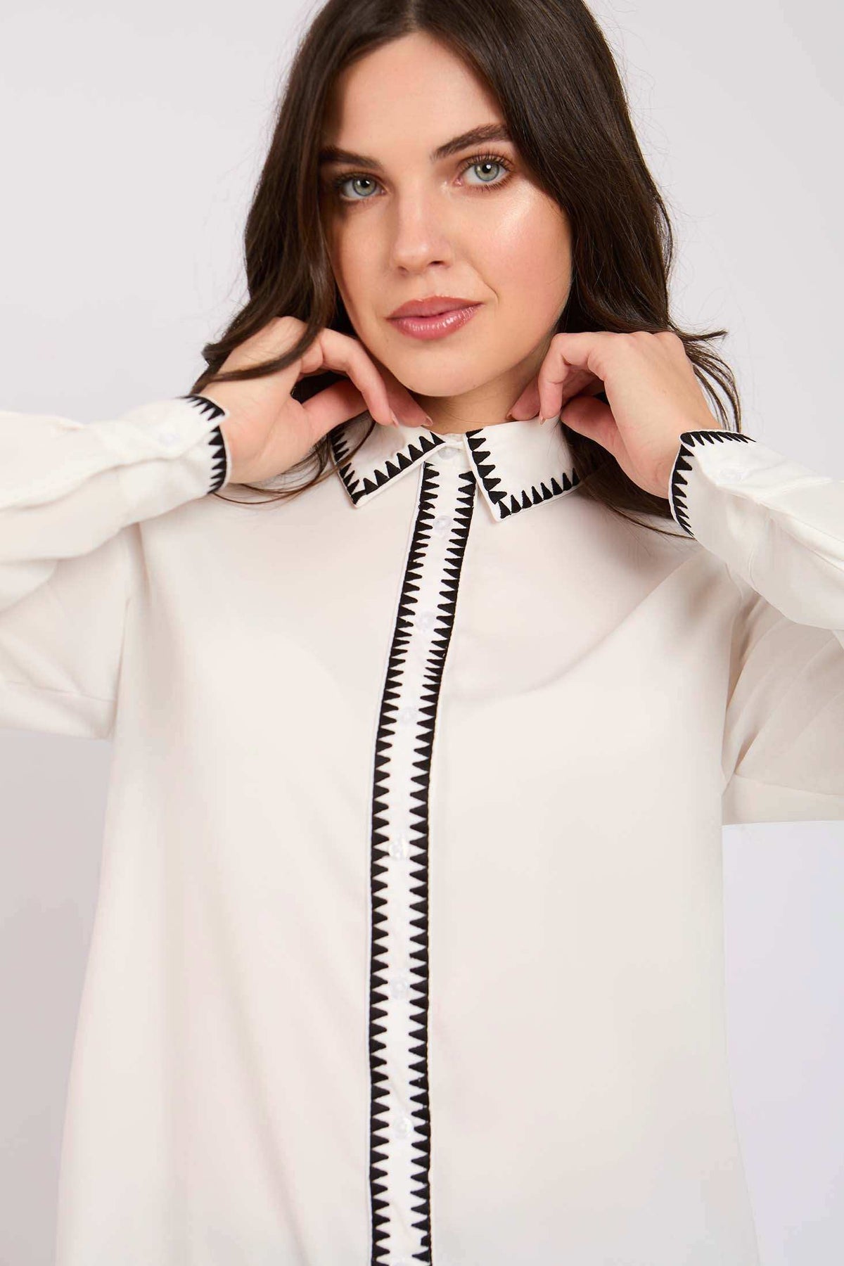 Women Regular Fit Blouse Off White